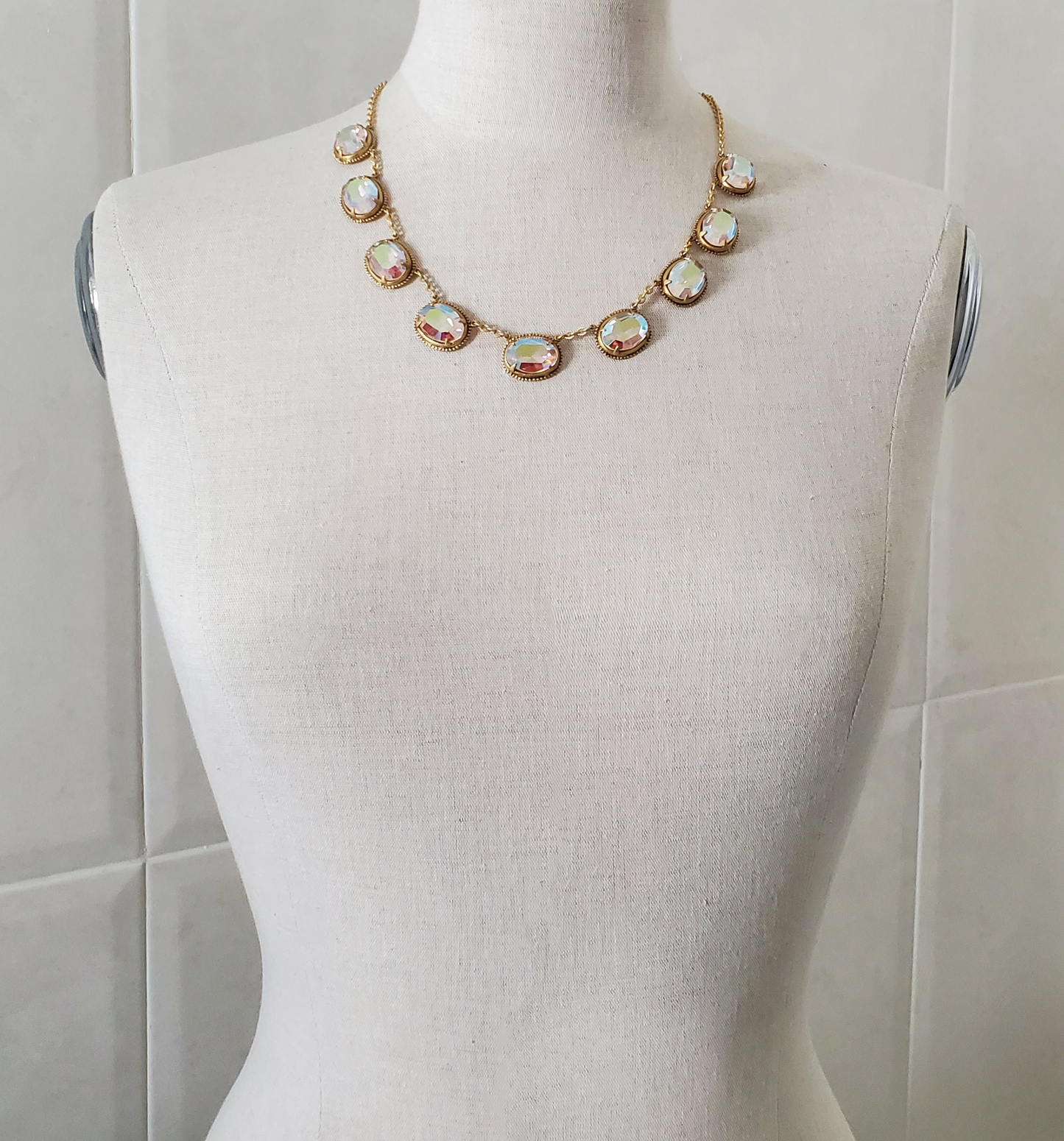Vintage Aurora Crystal Collet Necklace