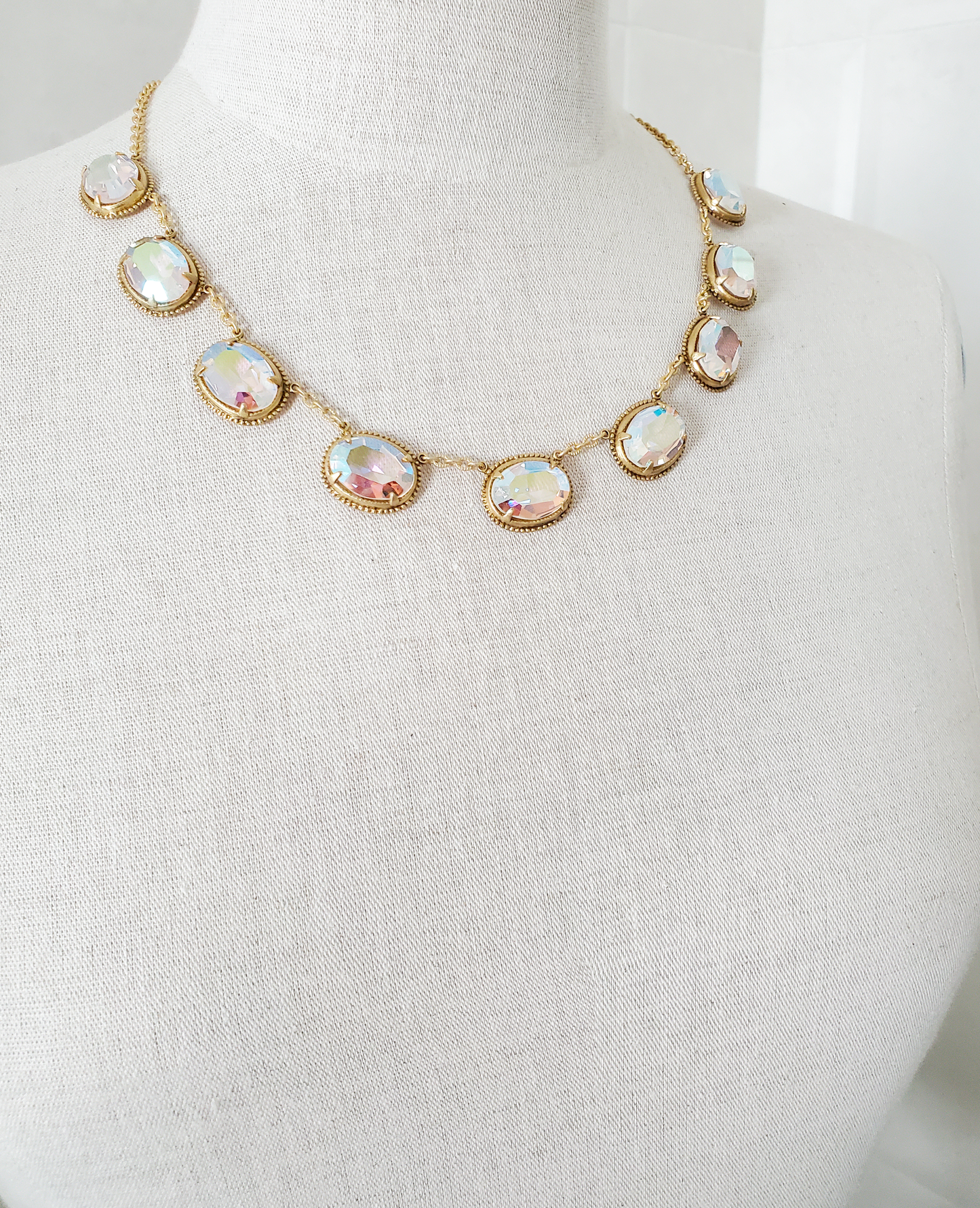 Vintage Aurora Crystal Collet Necklace