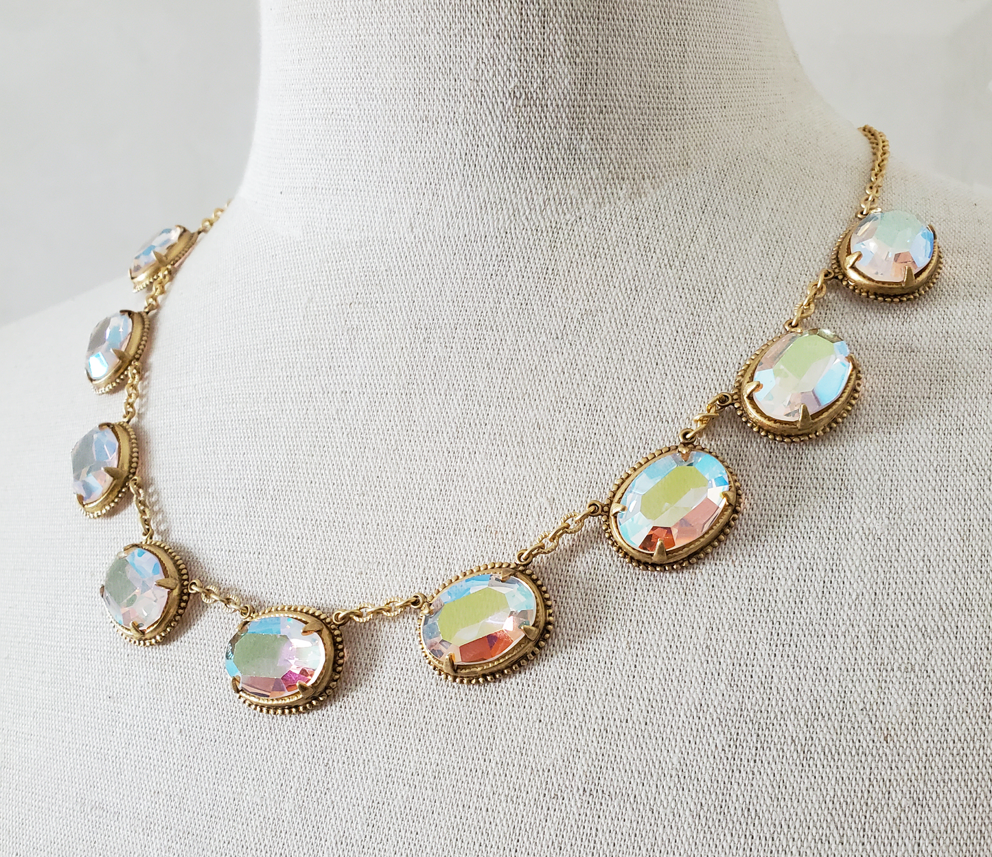 Vintage Aurora Crystal Collet Necklace