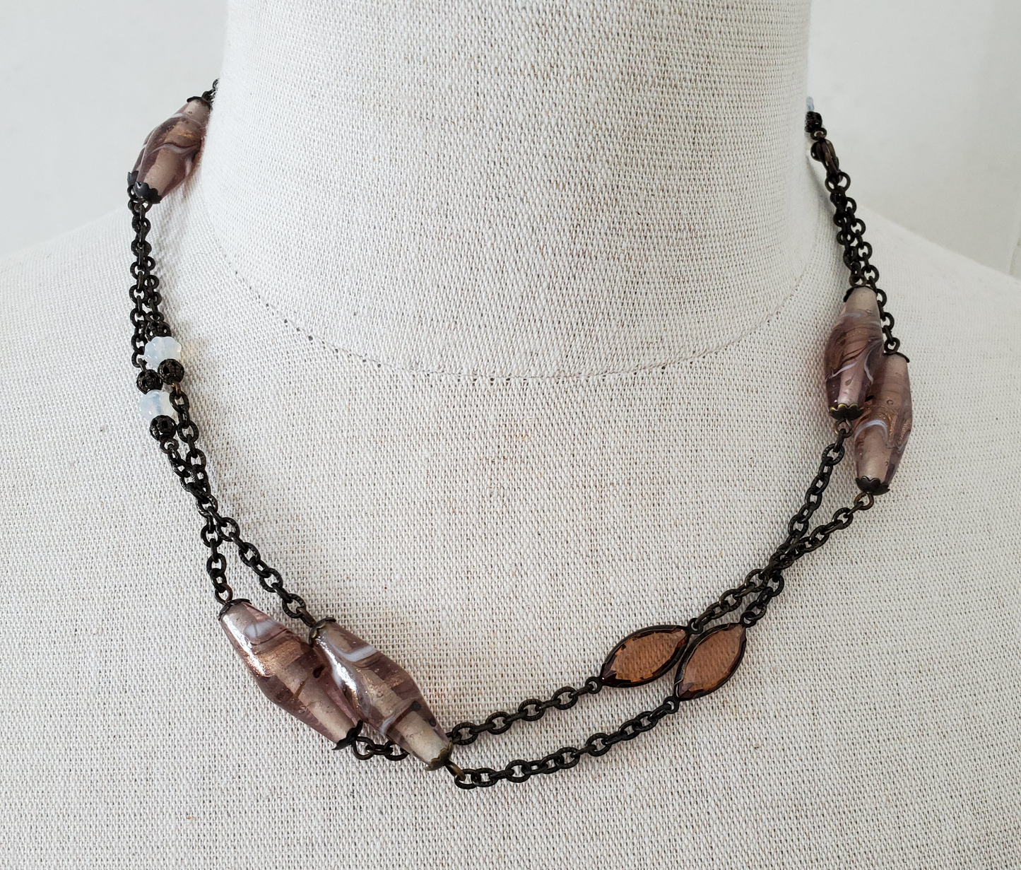 Copper Murano Swirl Station Necklace