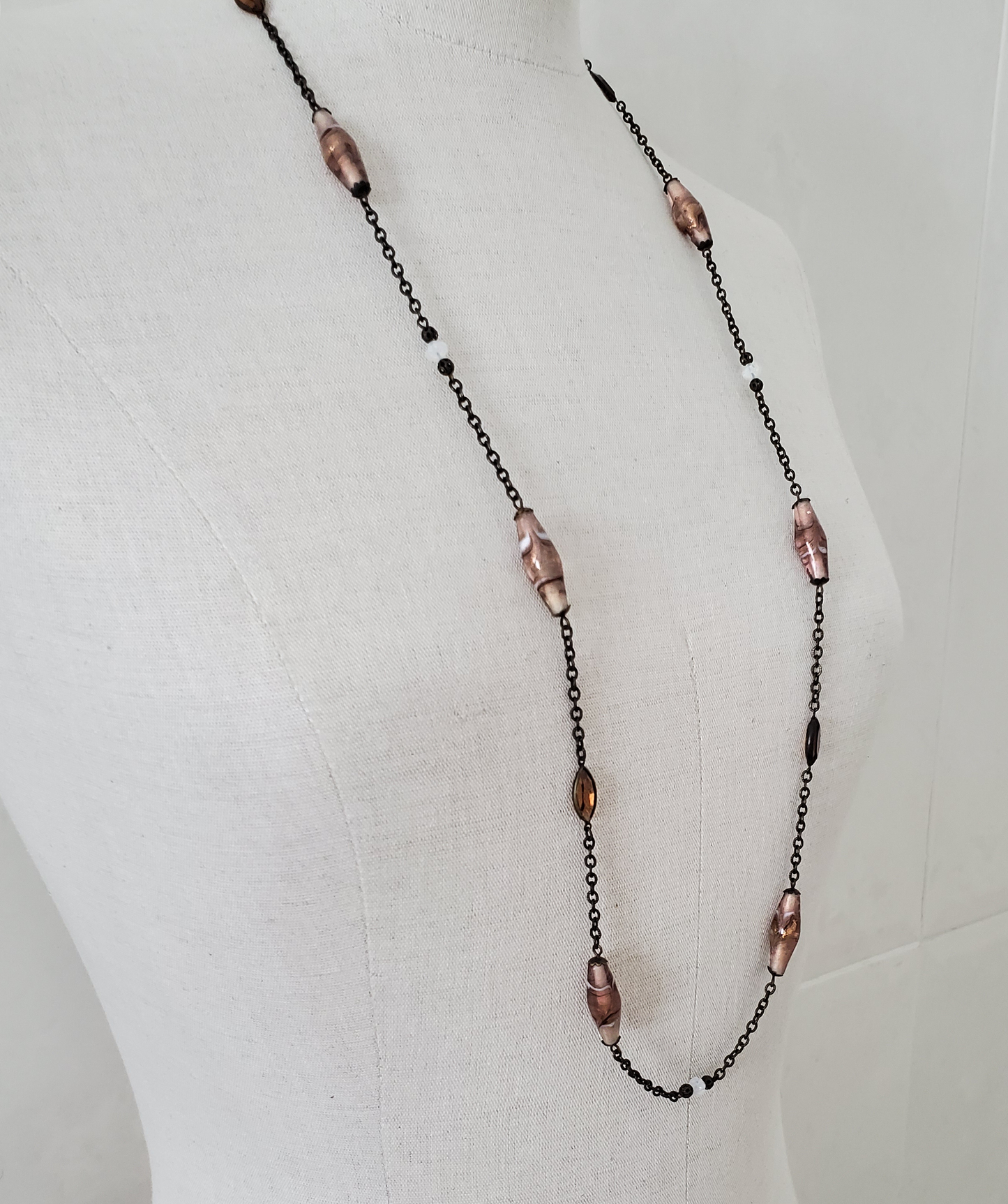 Copper Murano Swirl Station Necklace
