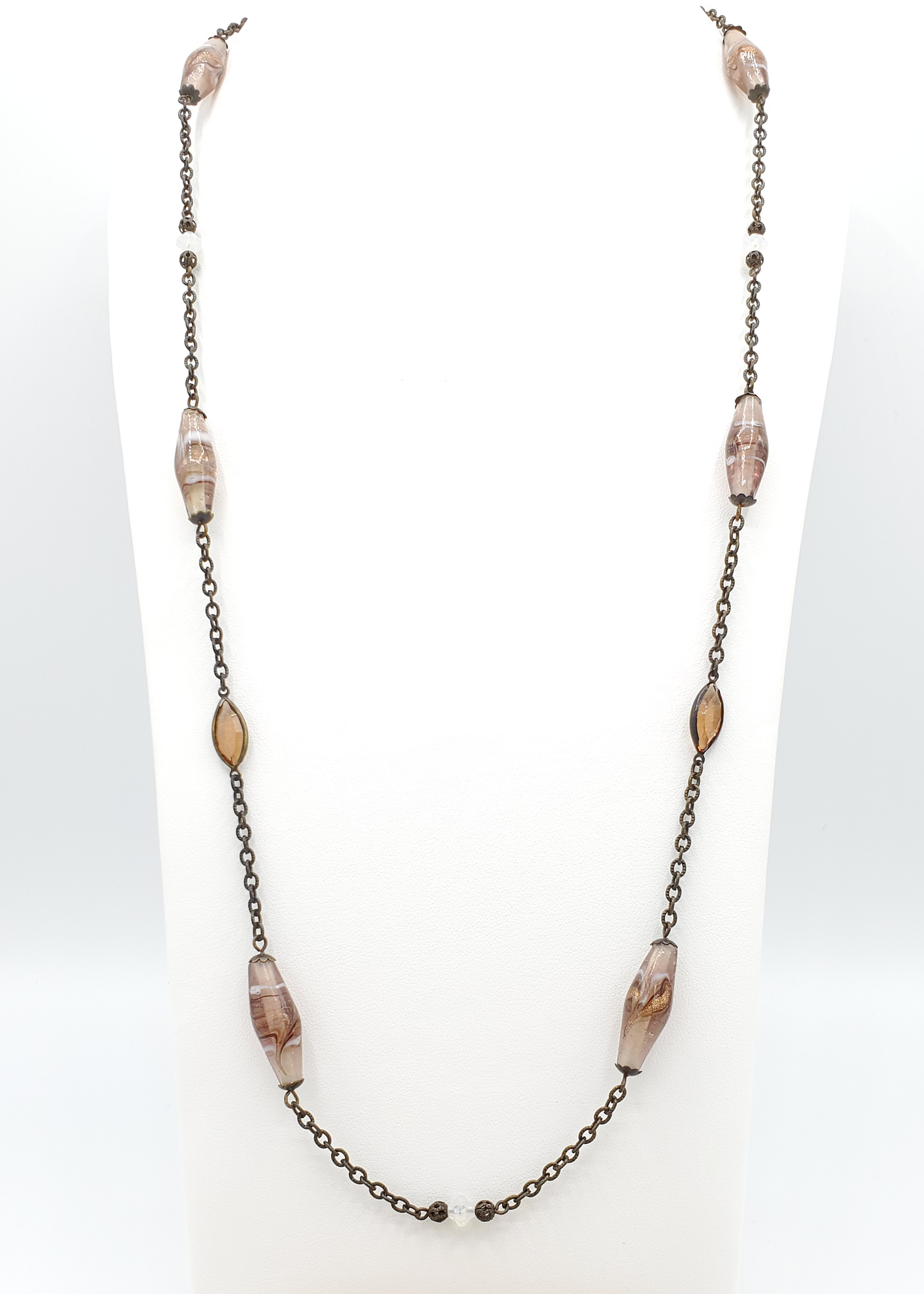 Copper Murano Swirl Station Necklace