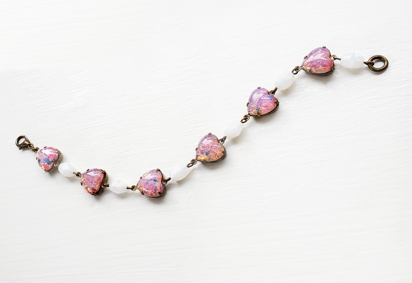 Fire Opal Hearts Bracelet