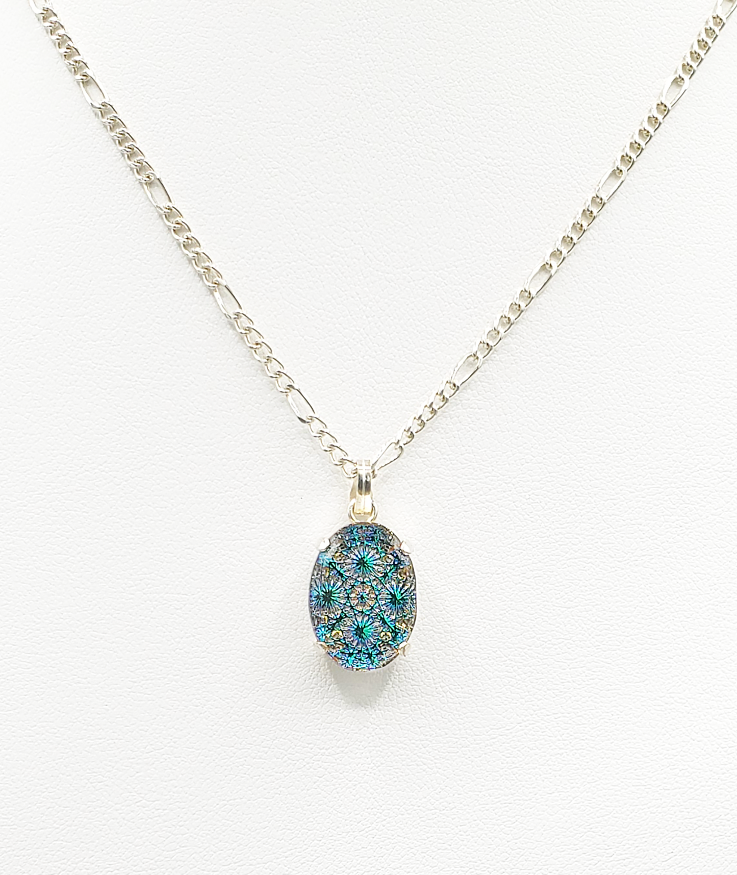 Blue-Green Fireworks Pendant Necklace