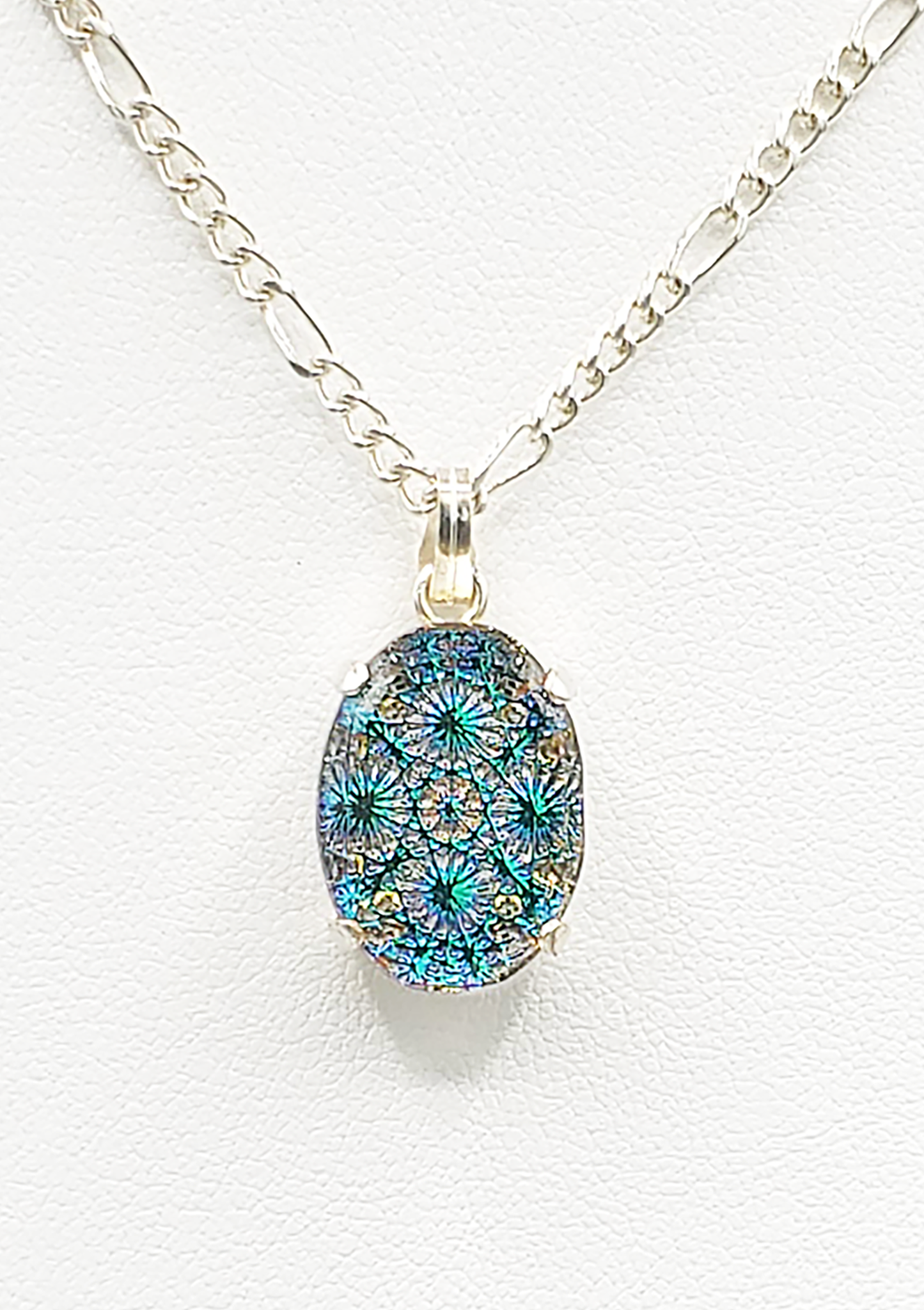 Blue-Green Fireworks Pendant Necklace