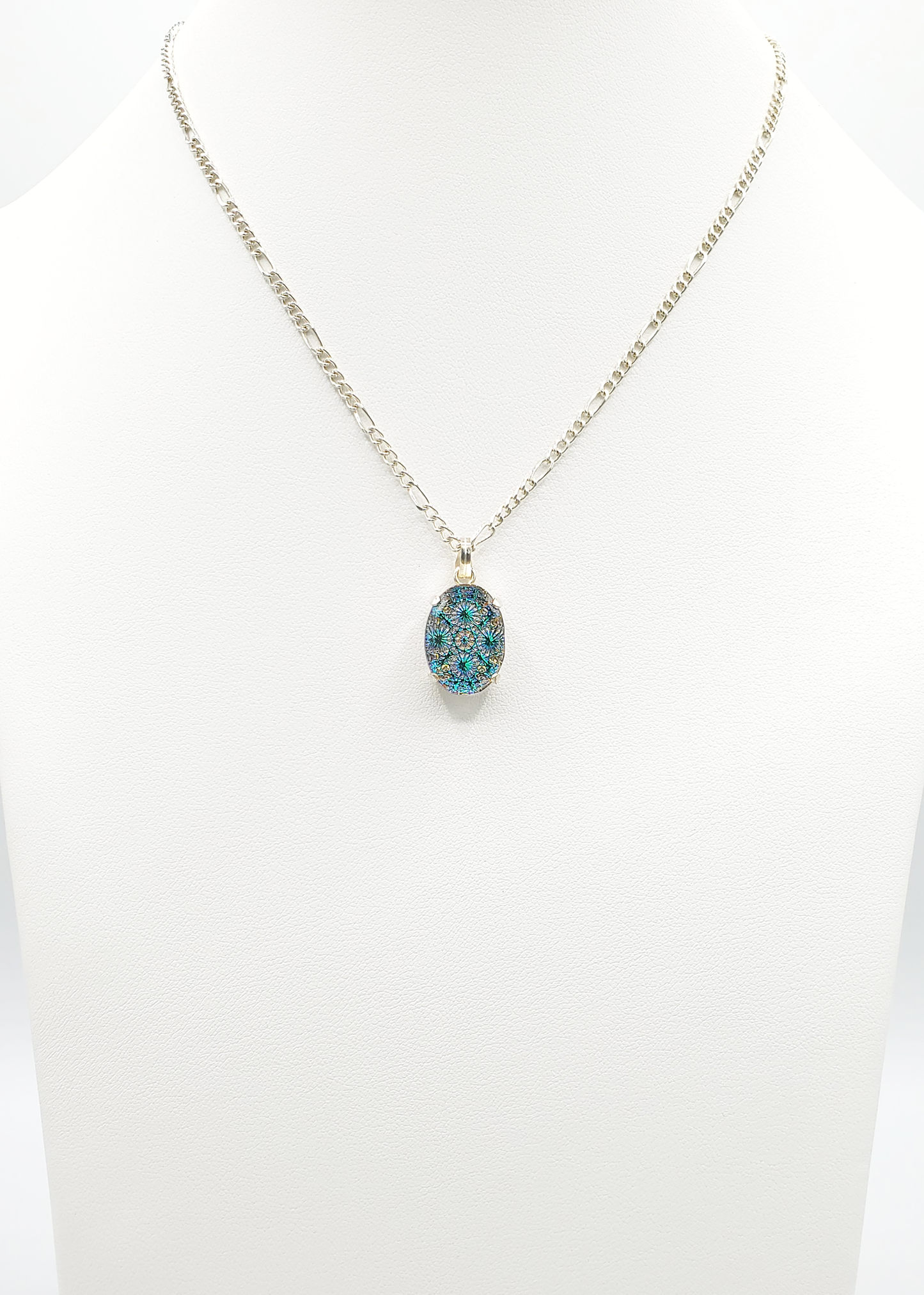 Blue-Green Fireworks Pendant Necklace