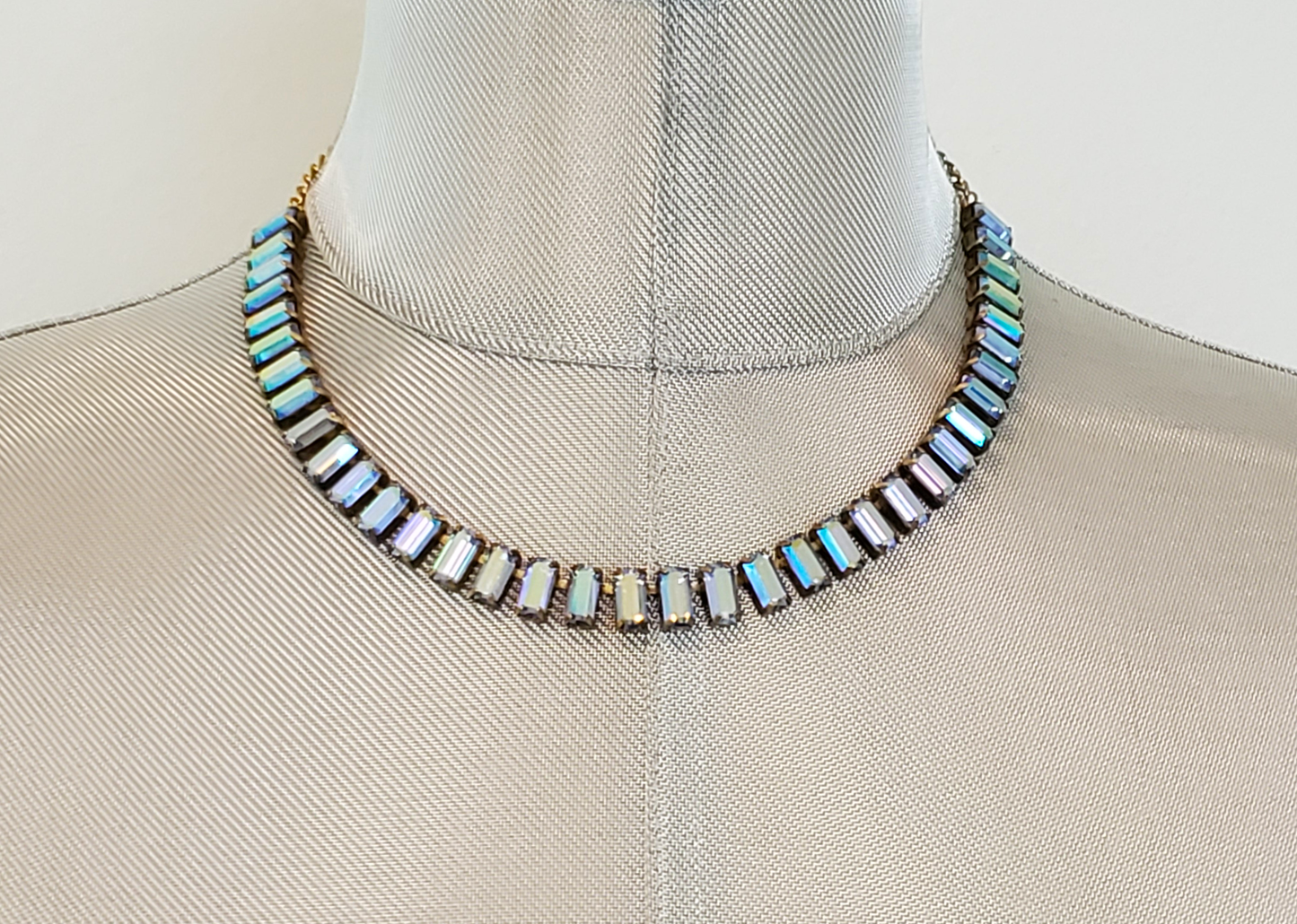 Light Sapphire Aurora Baguette Necklace