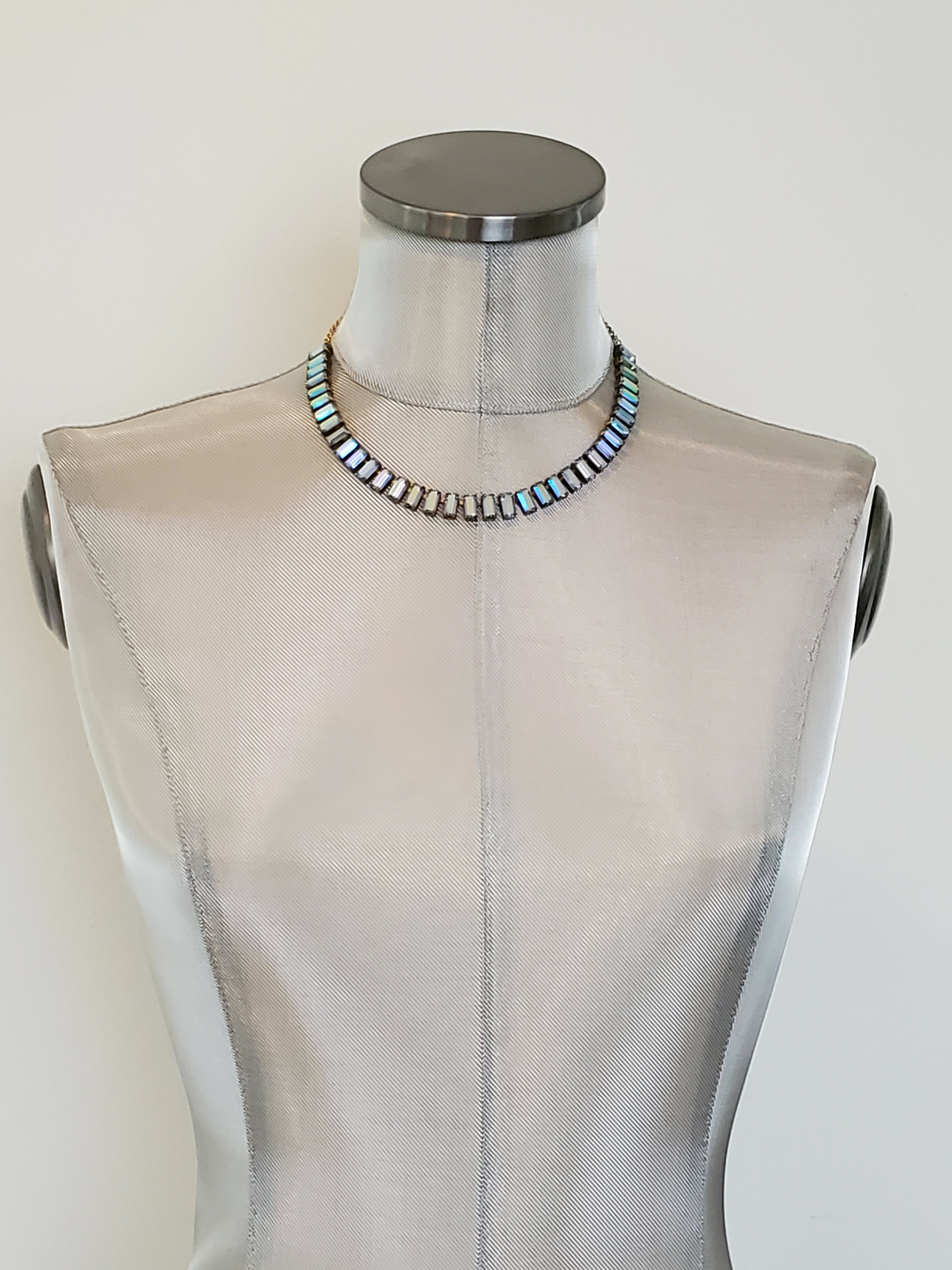 Light Sapphire Aurora Baguette Necklace