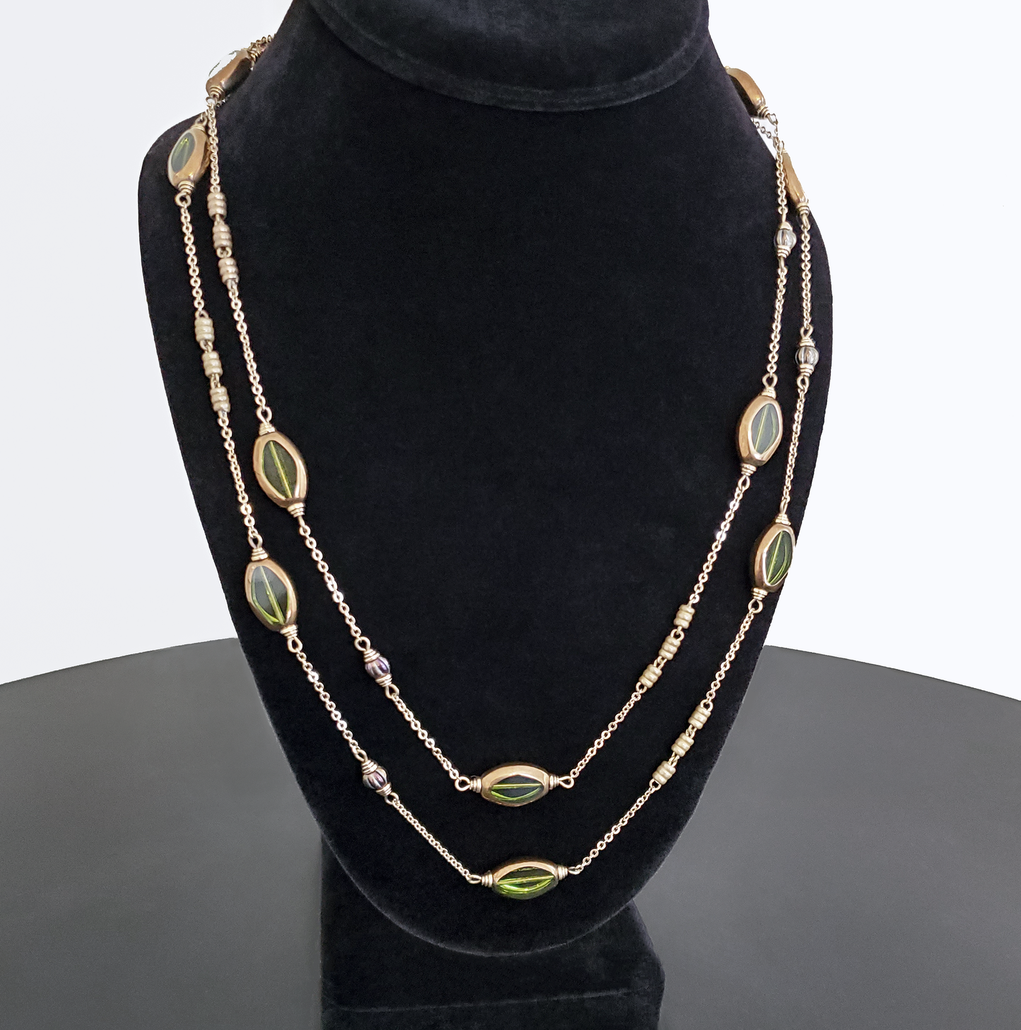 Gilded Olive Navette Station Necklace