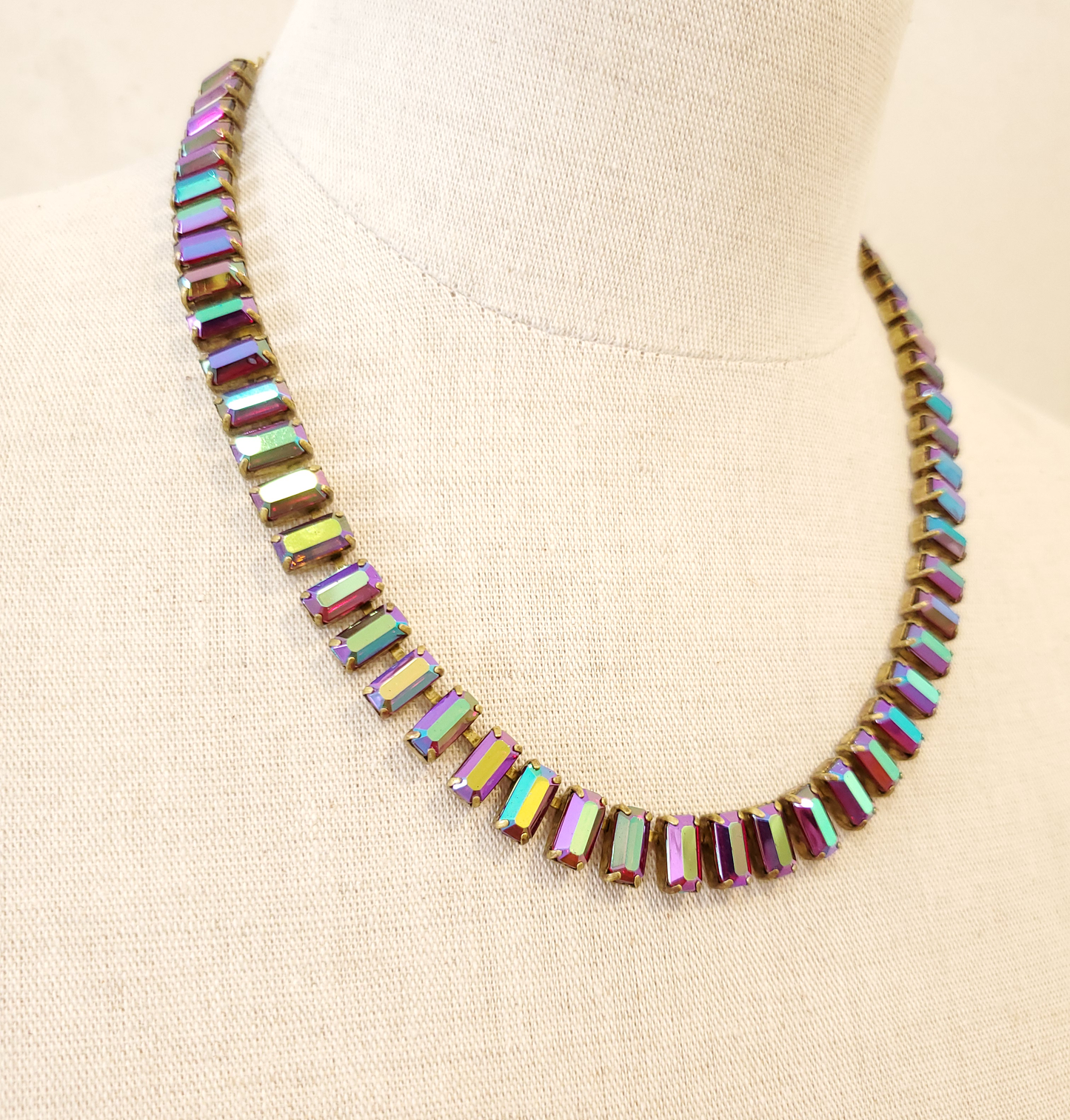 Ruby Rainbow Baguette Necklace