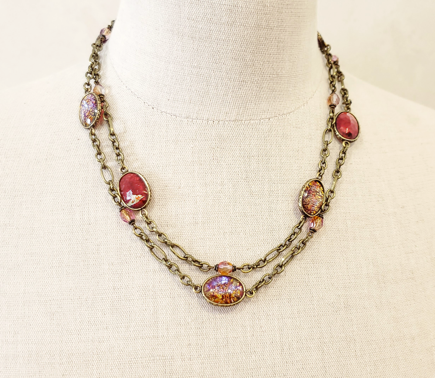 Ruby Fire Opal Station Necklace
