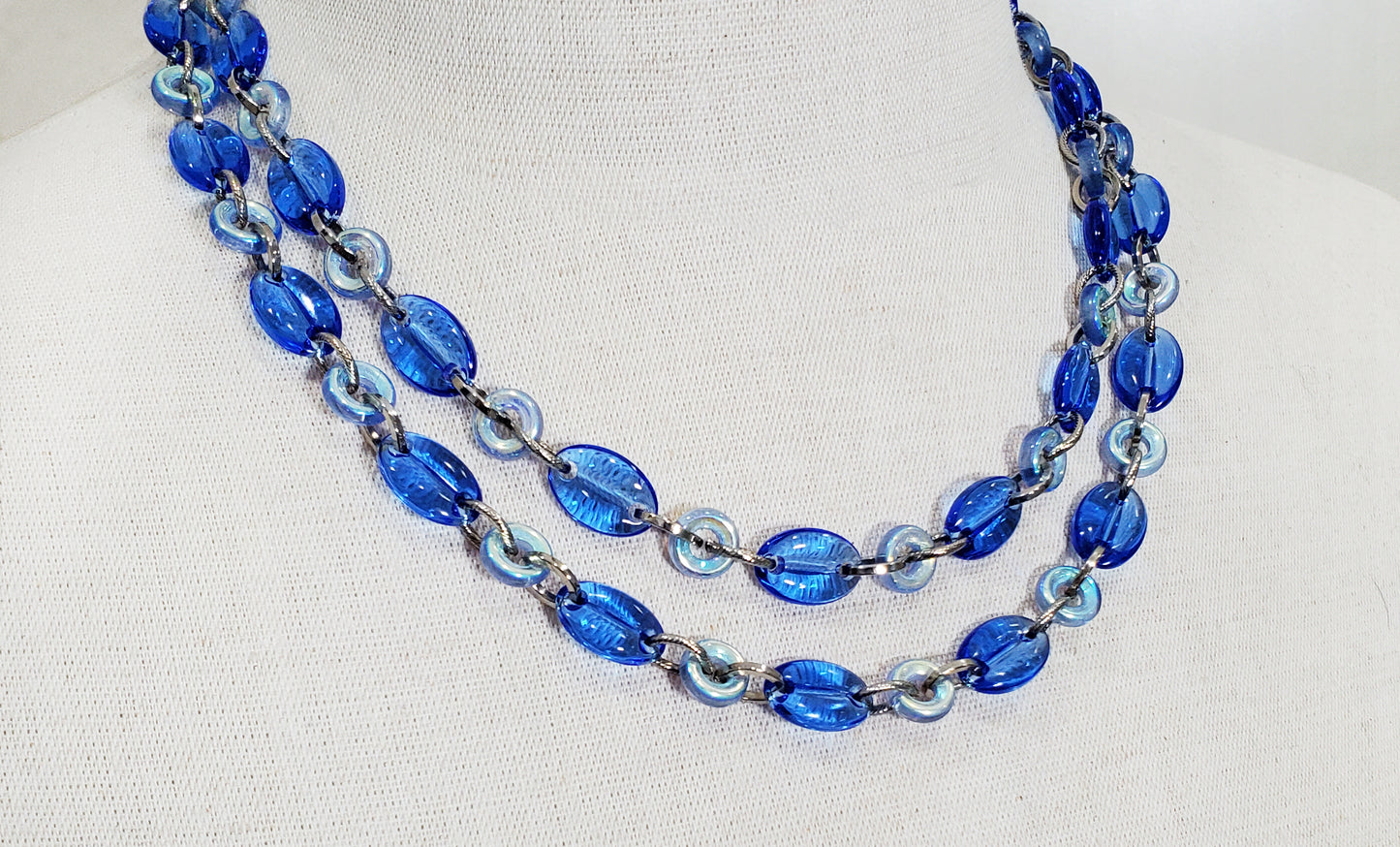 Coffee Beans and Donuts Necklace - Sapphire and Aurora Blue