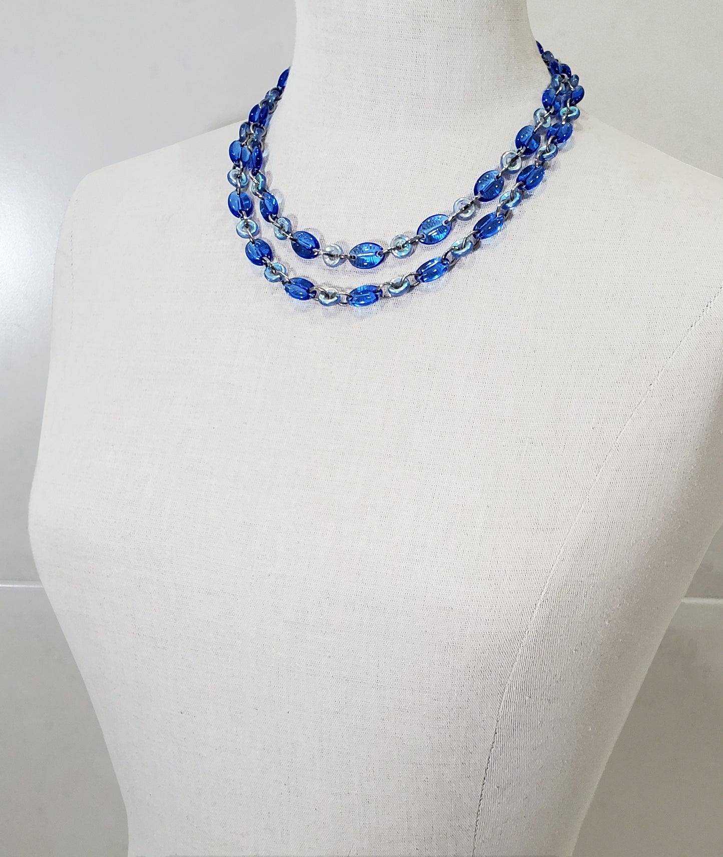 Coffee Beans and Donuts Necklace - Sapphire and Aurora Blue