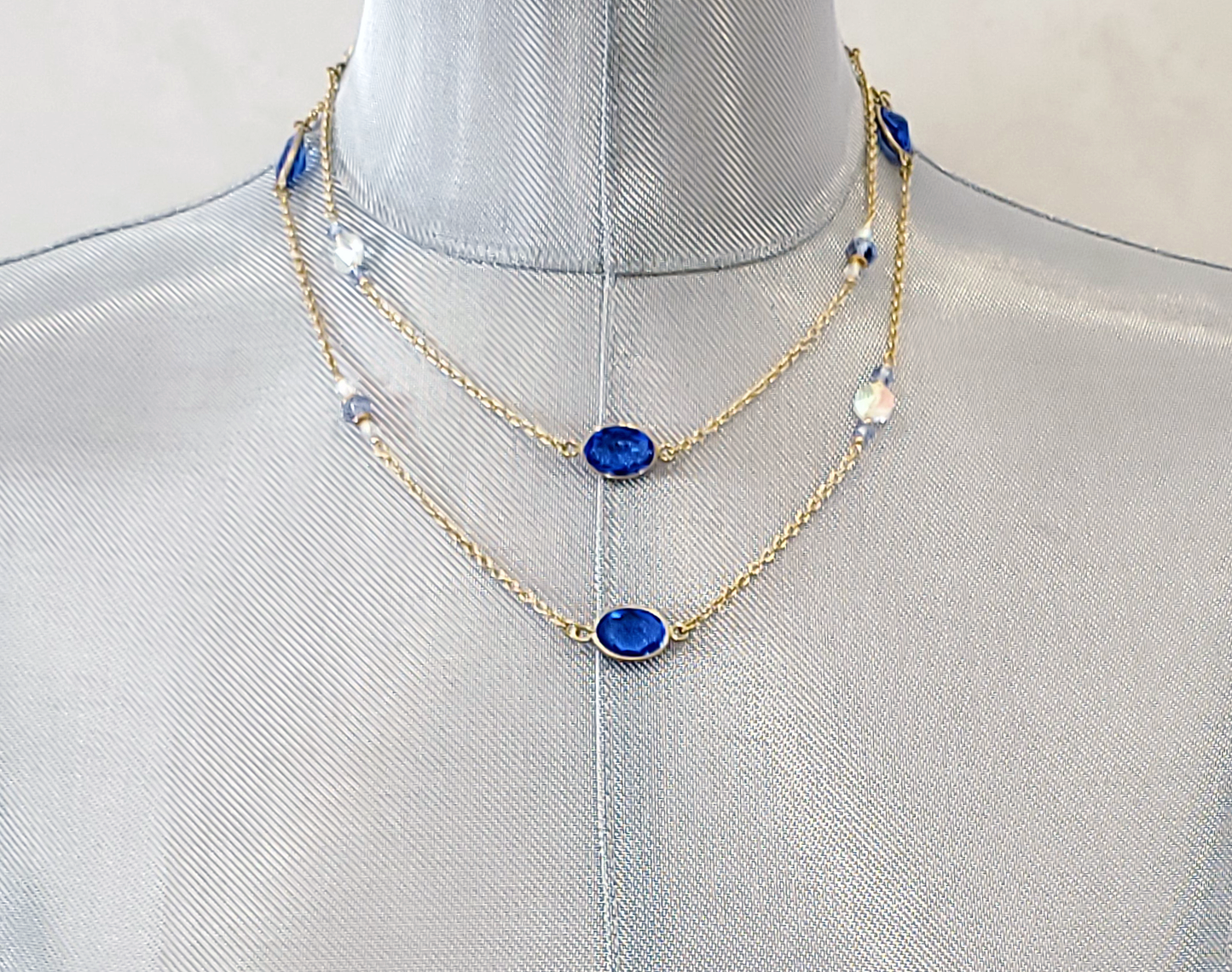 Sapphire Blue Station Necklace