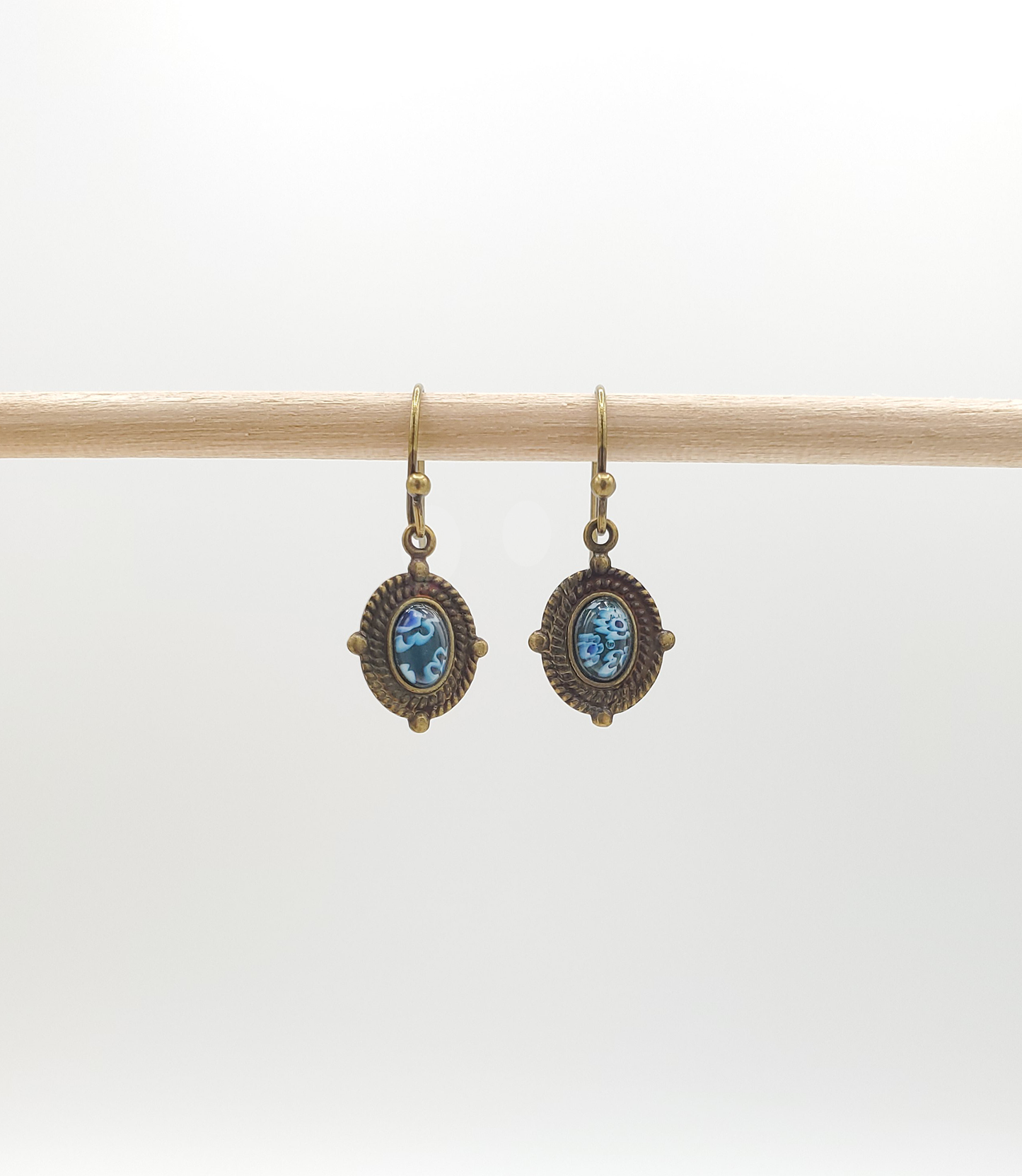 Little Millefiori Patina Earrings - Blue