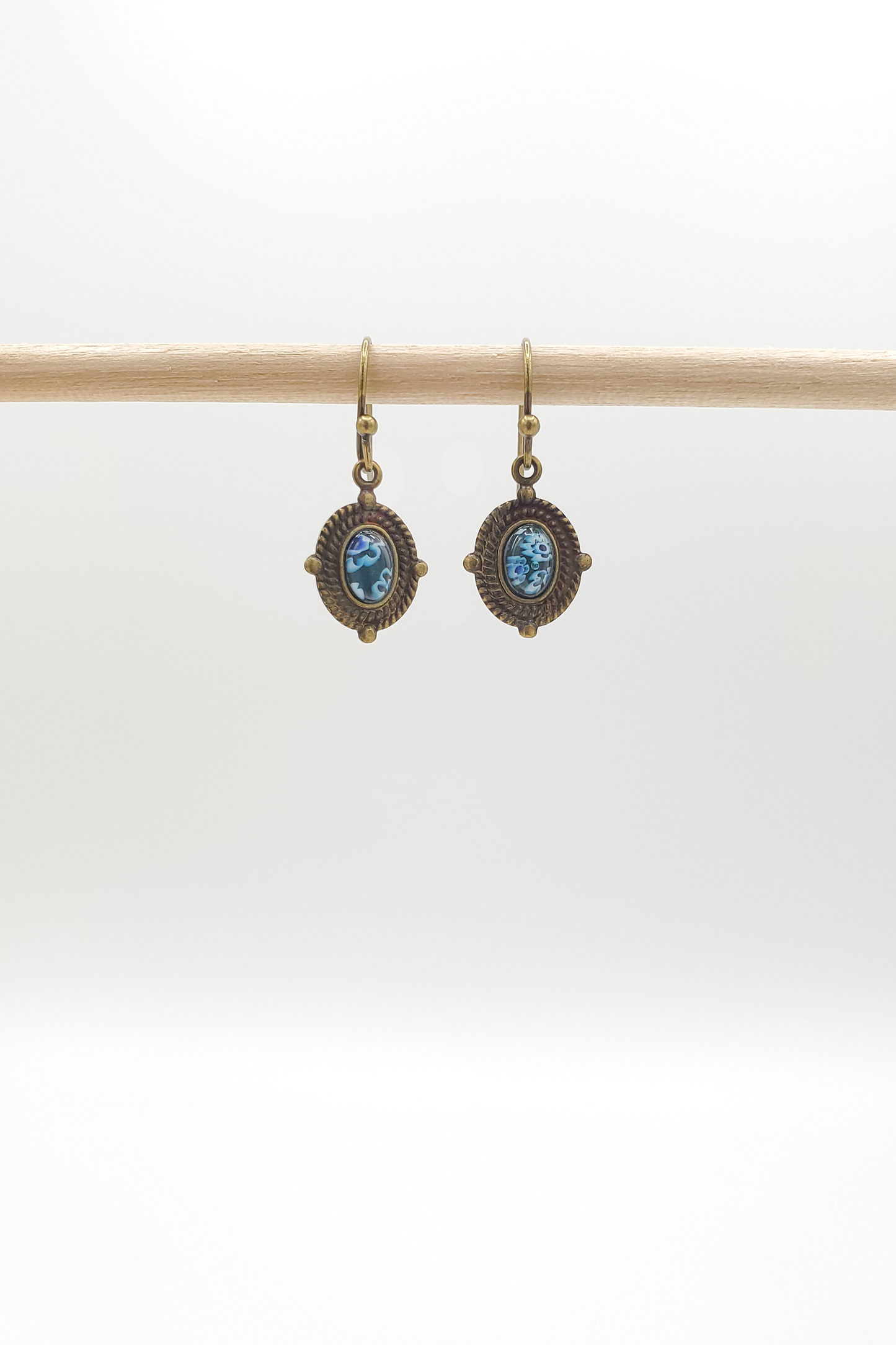 Little Millefiori Patina Earrings - Blue