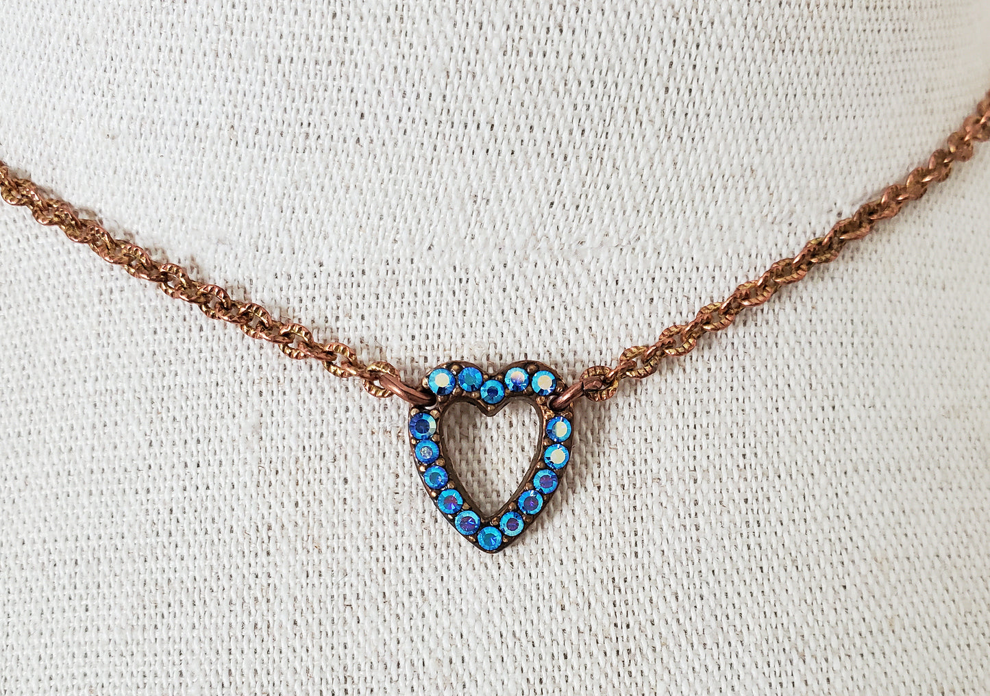 Blue Aurora Heart Charm Necklace