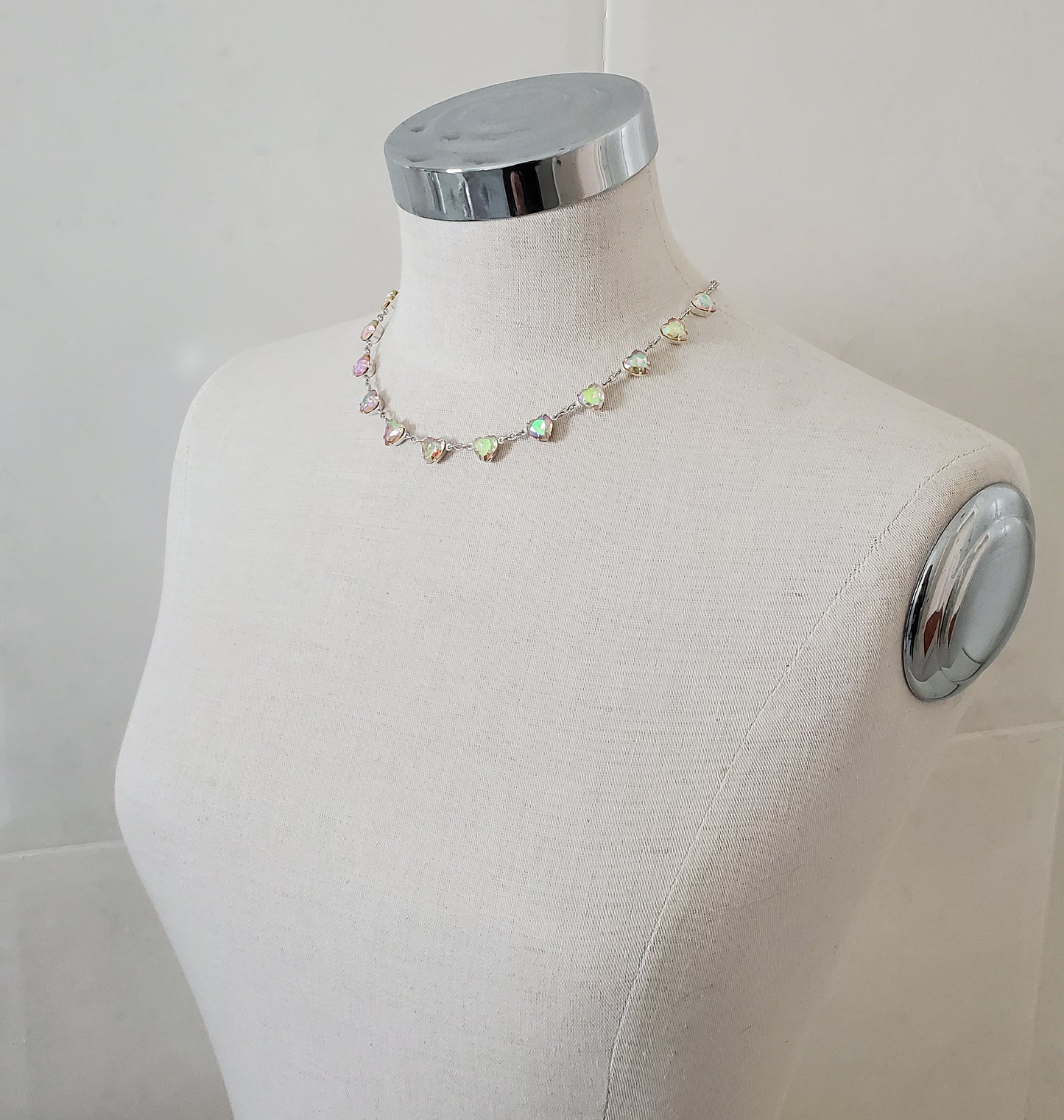 Aurora and Silver Heart Necklace