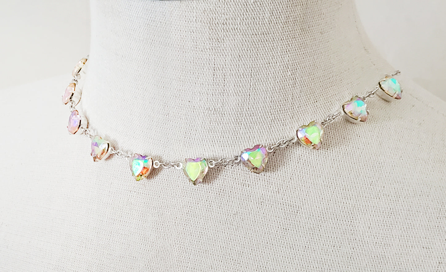 Aurora and Silver Heart Necklace
