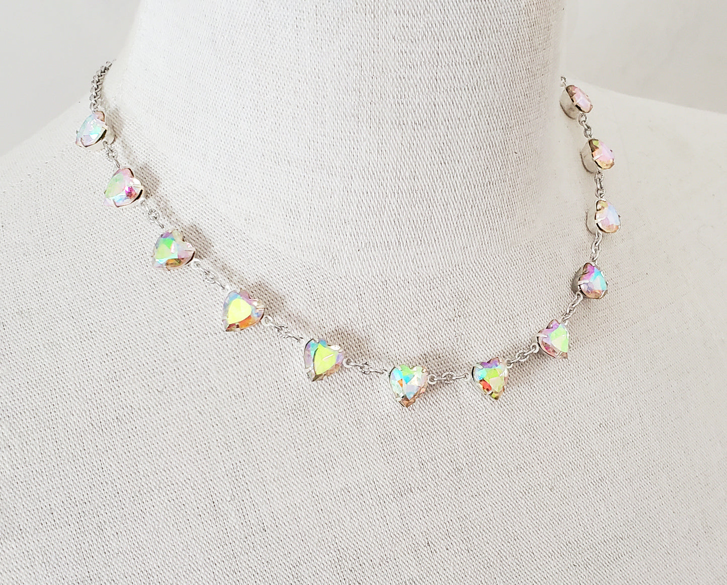 Aurora and Silver Heart Necklace