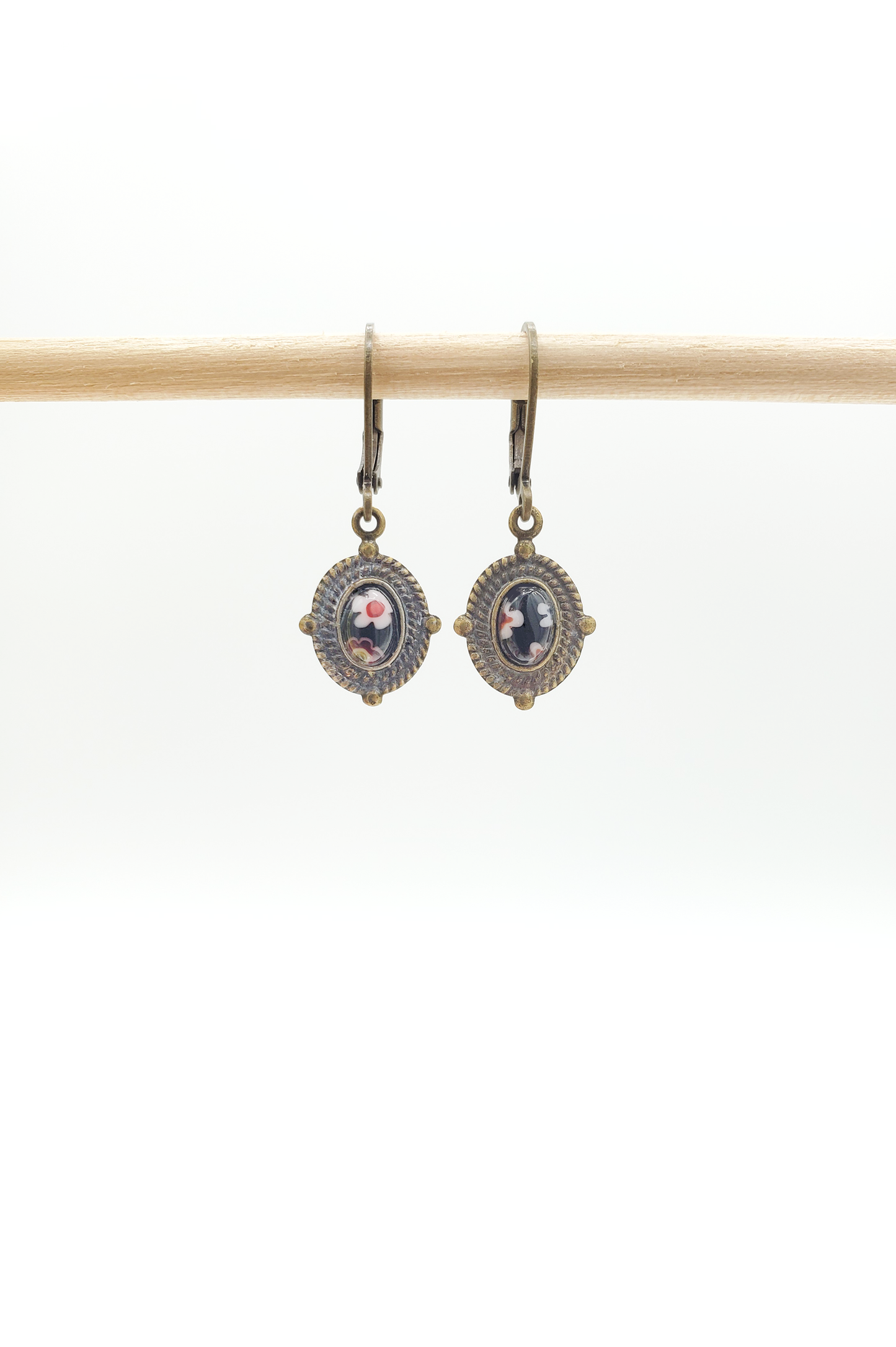 Little Millefiori Patina Earrings - Black