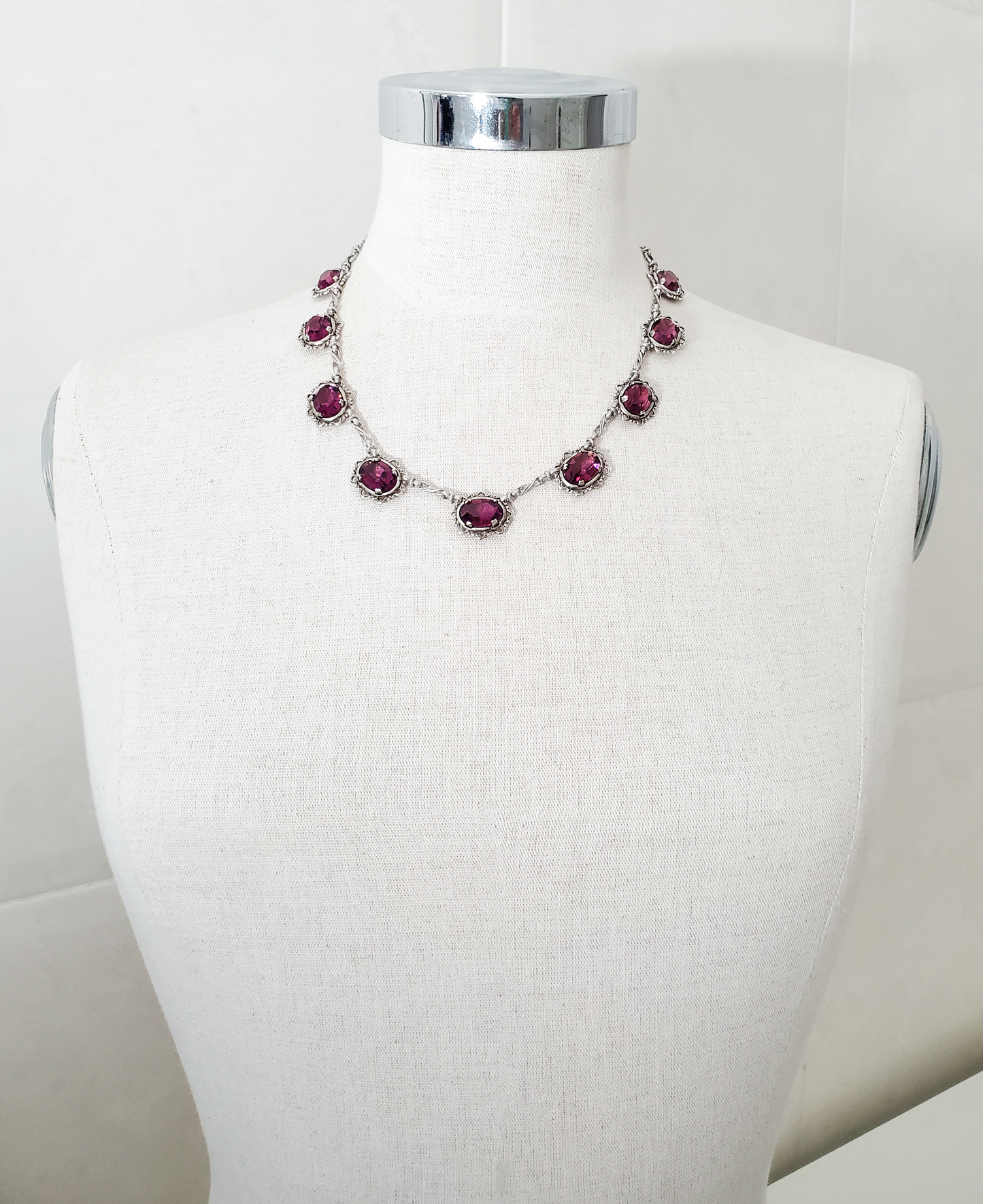 Amethyst Crystal Antique Silver Necklace