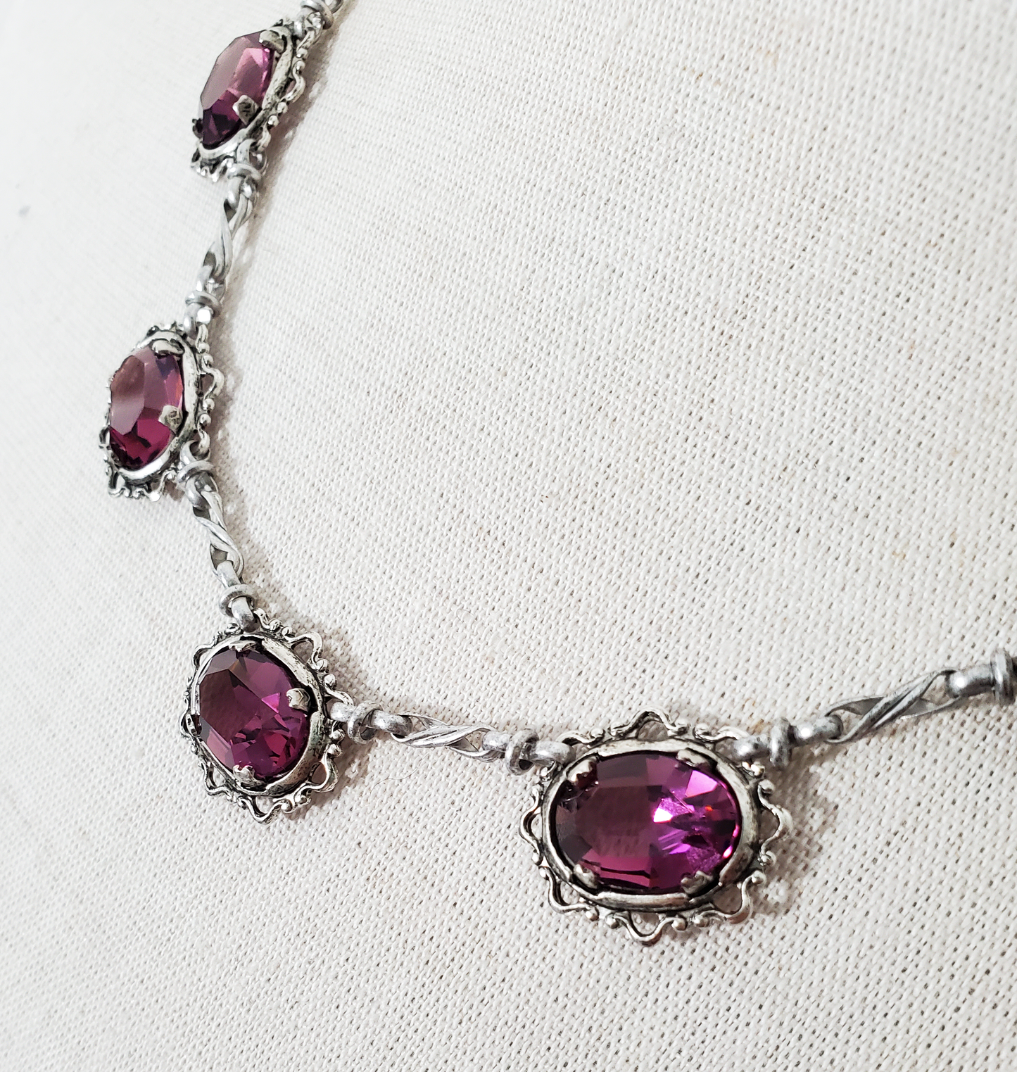 Amethyst Crystal Antique Silver Necklace