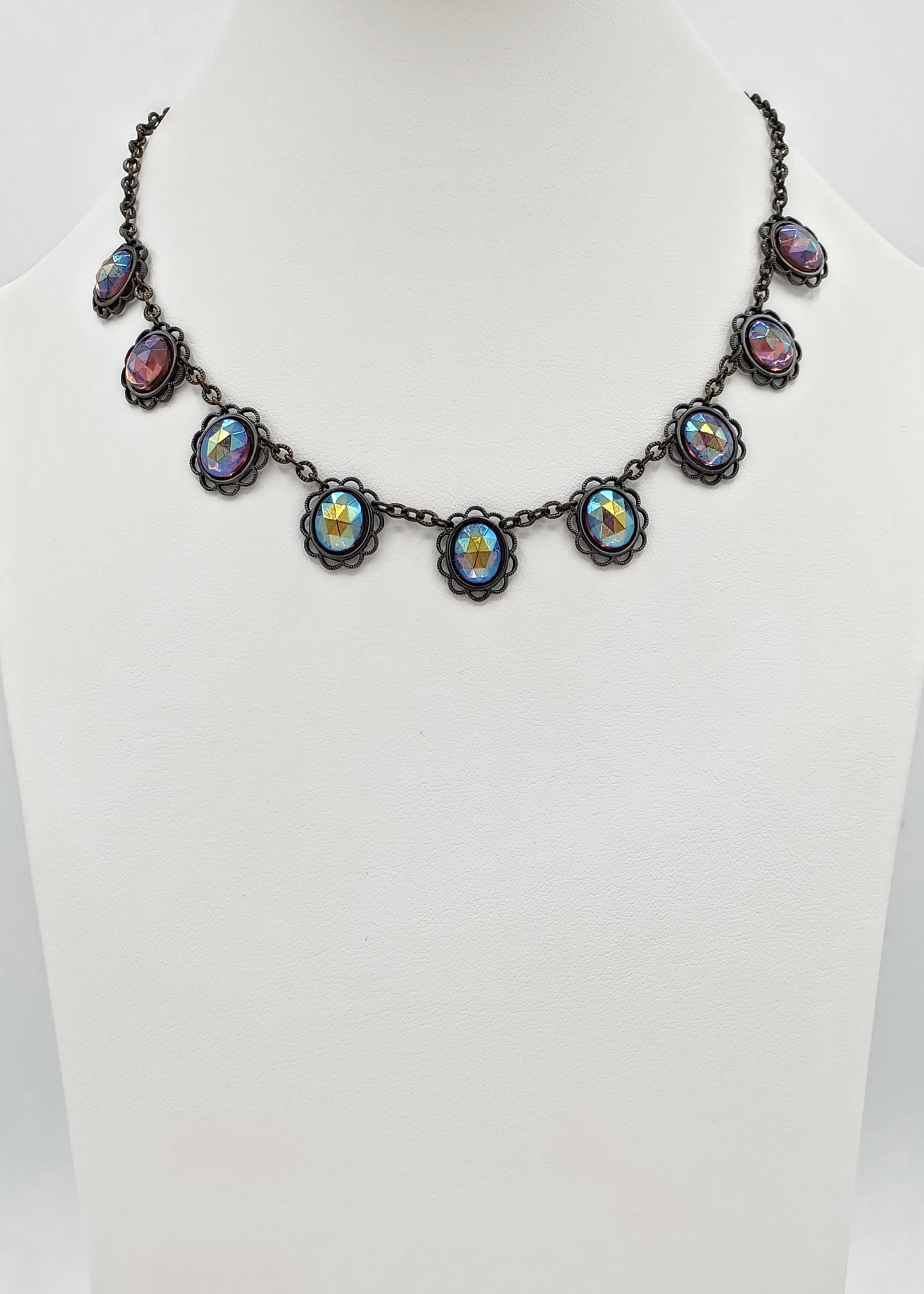 Topaz Aurora and Black Brass Necklace