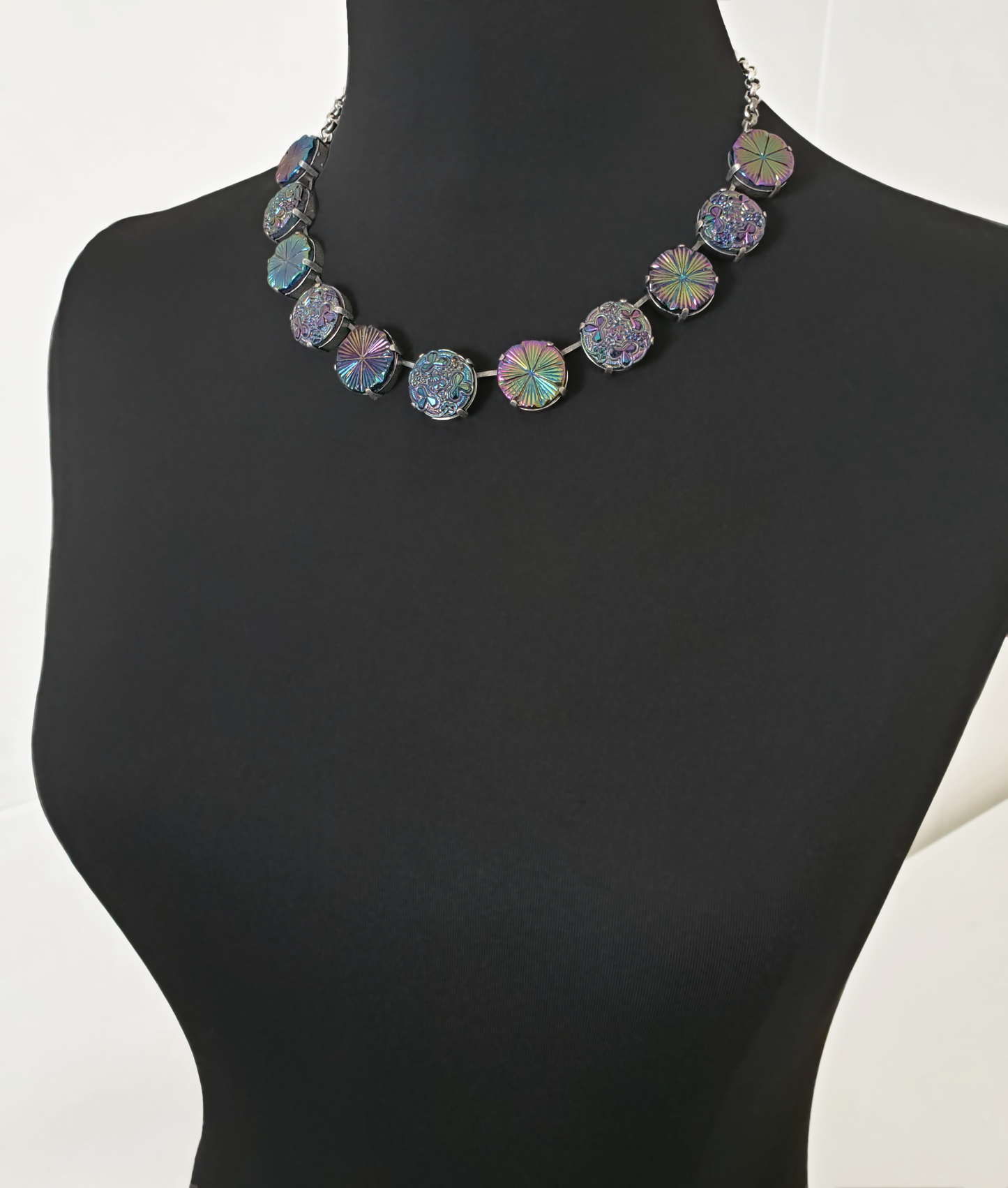 Black Iris Czech Glass Necklace