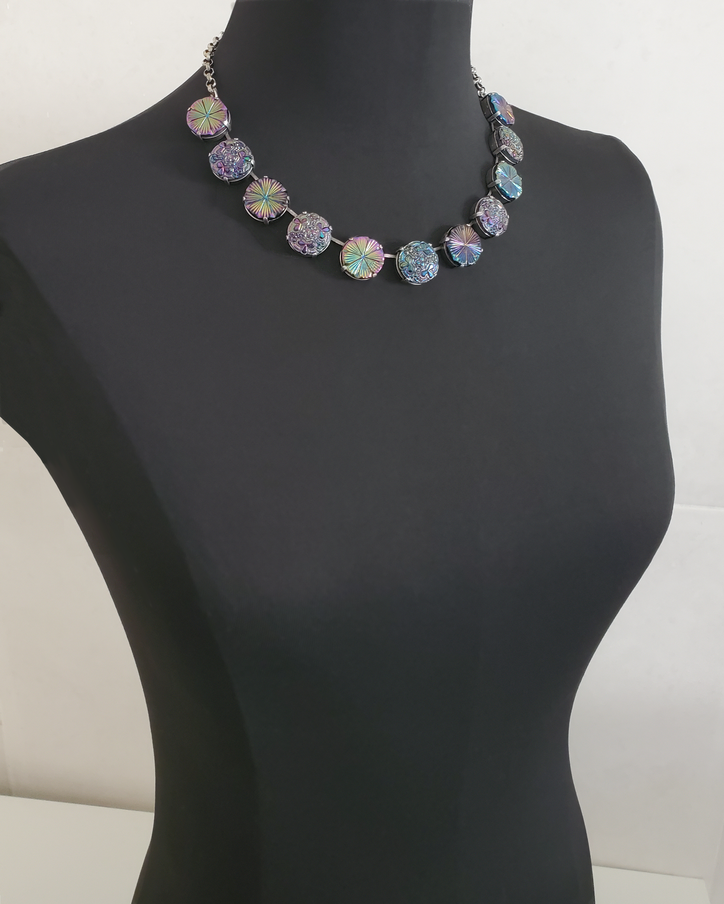Black Iris Czech Glass Necklace