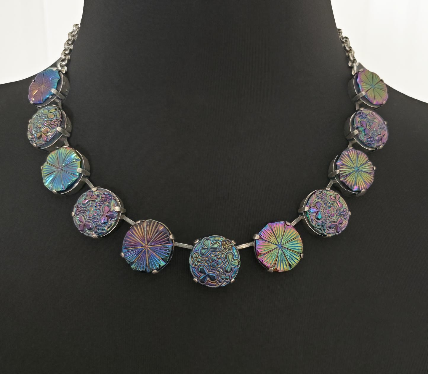 Black Iris Czech Glass Necklace