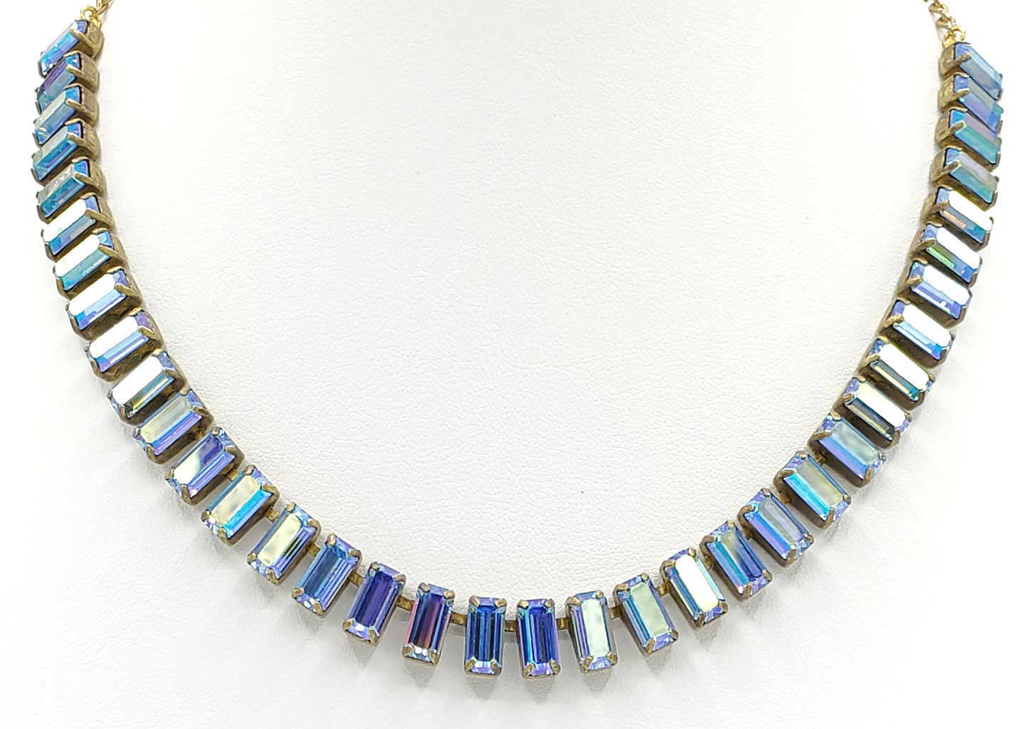 Light Sapphire Aurora Baguette Necklace