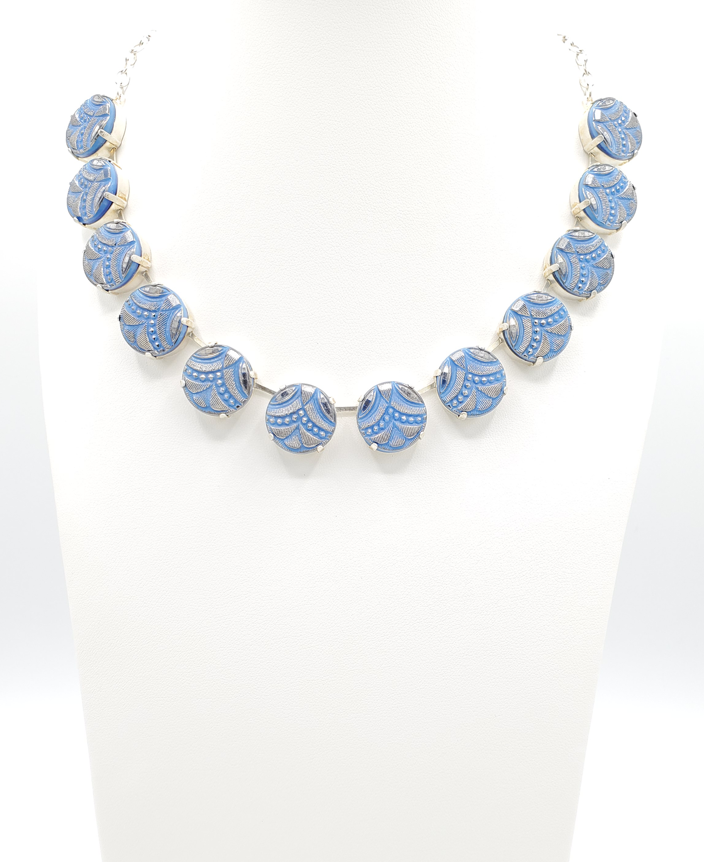 Cornflower Blue & Silver Garlands Necklace