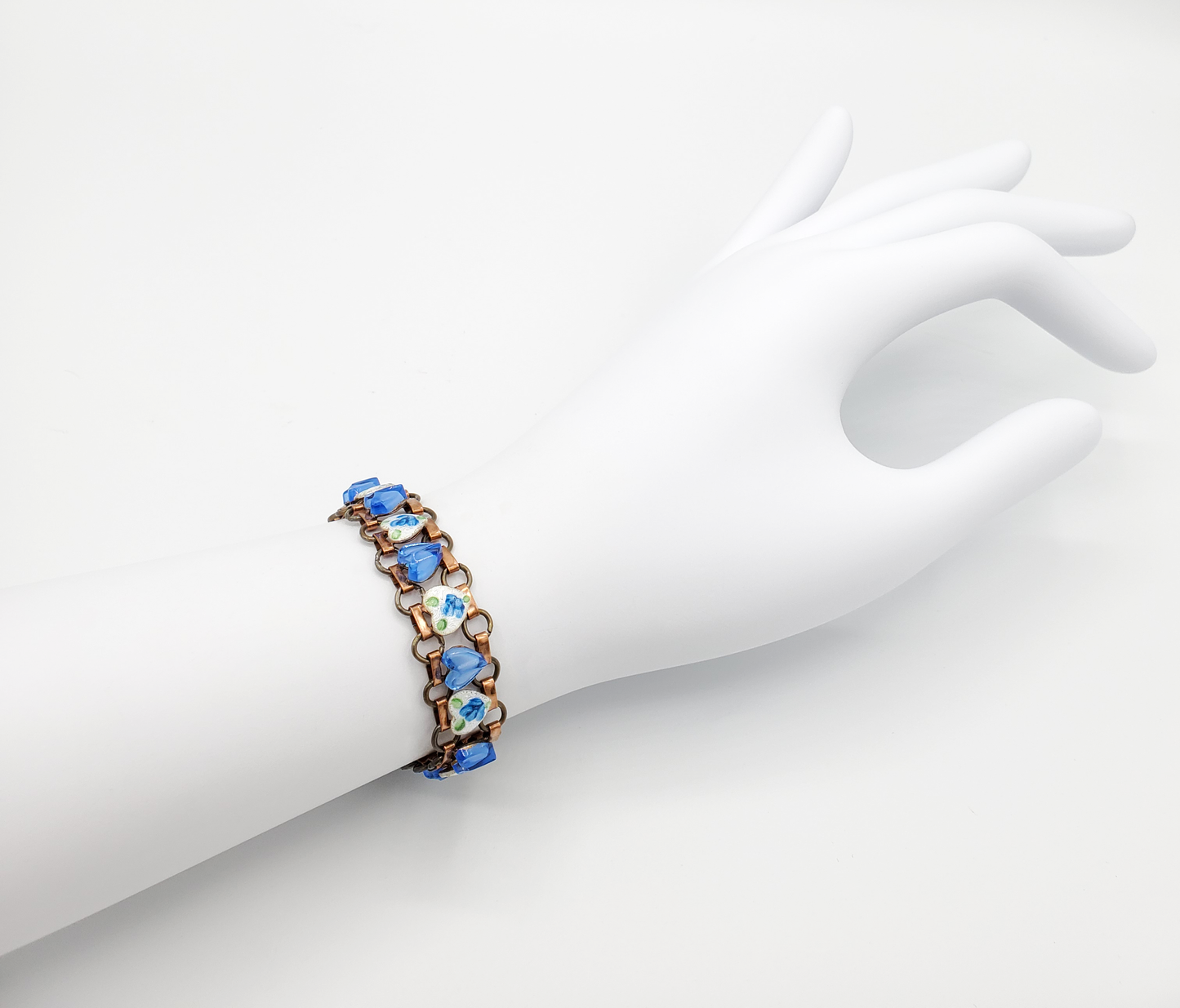 Blue Hearts and Guilloche Bracelet