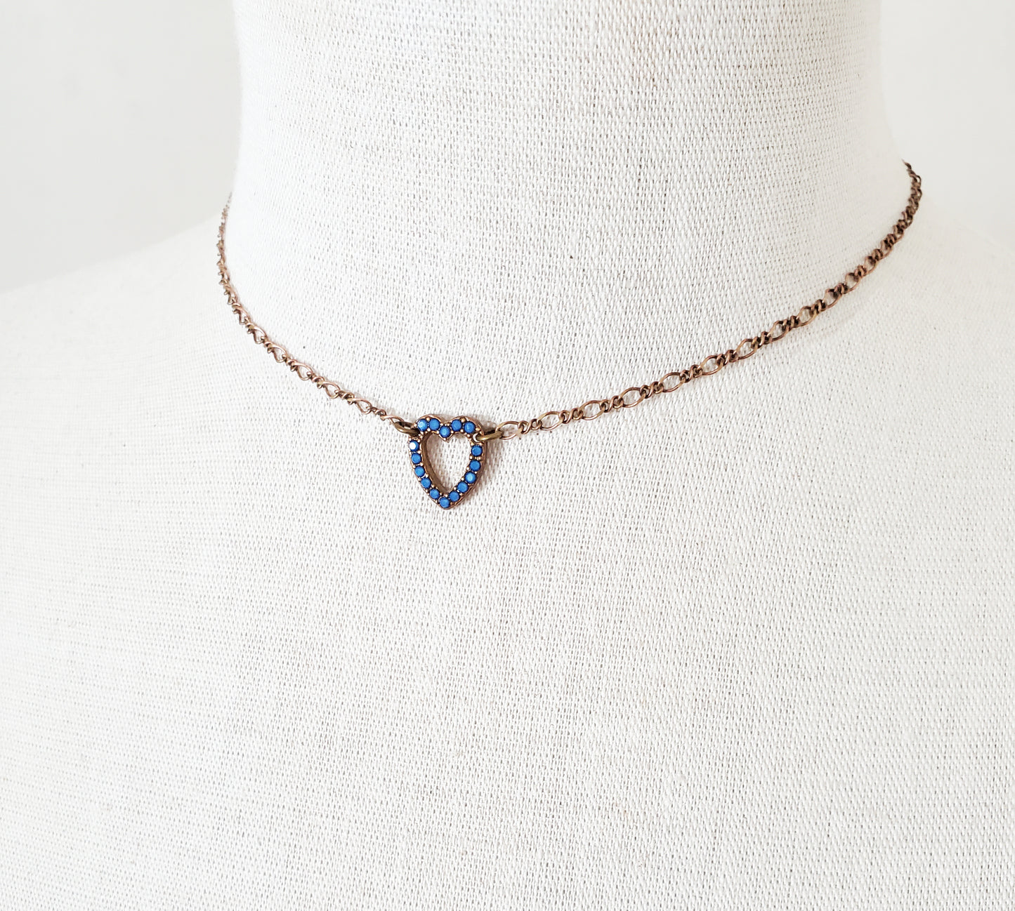 Blue Opal Heart Charm Necklace