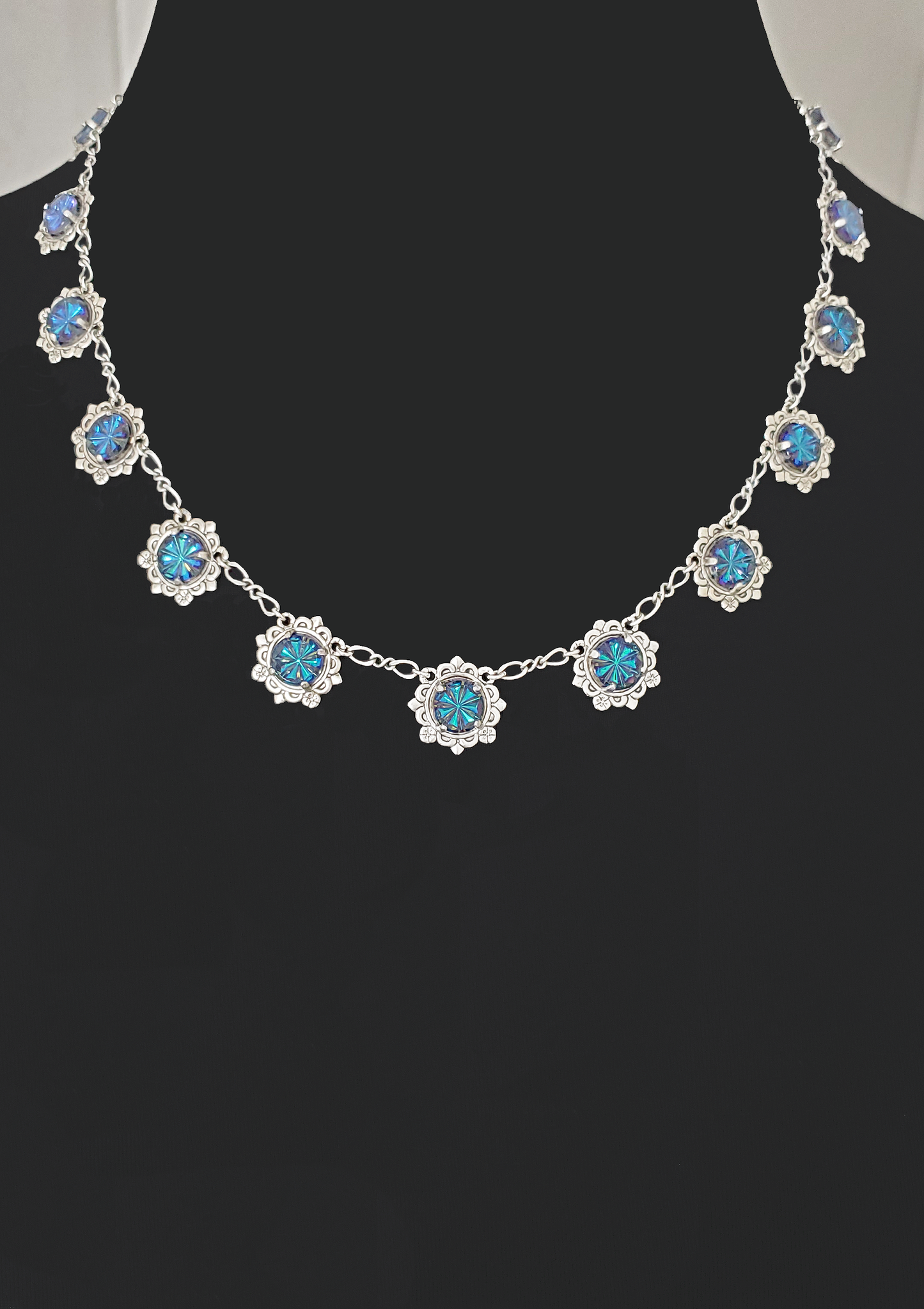 Starburst Heliotrope Antique Silver Necklace