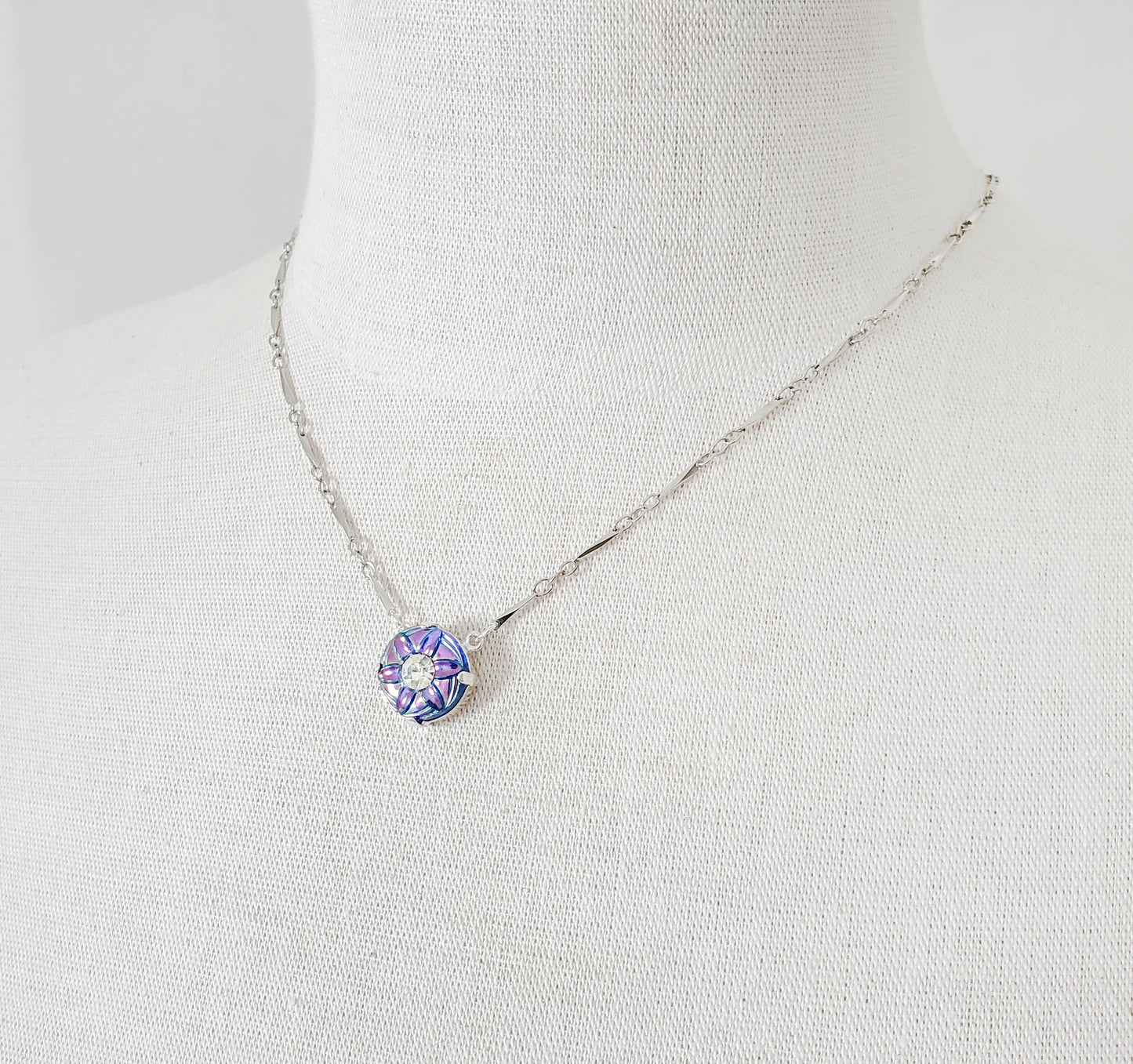 Star Flower Charm Necklace - Bar Chain