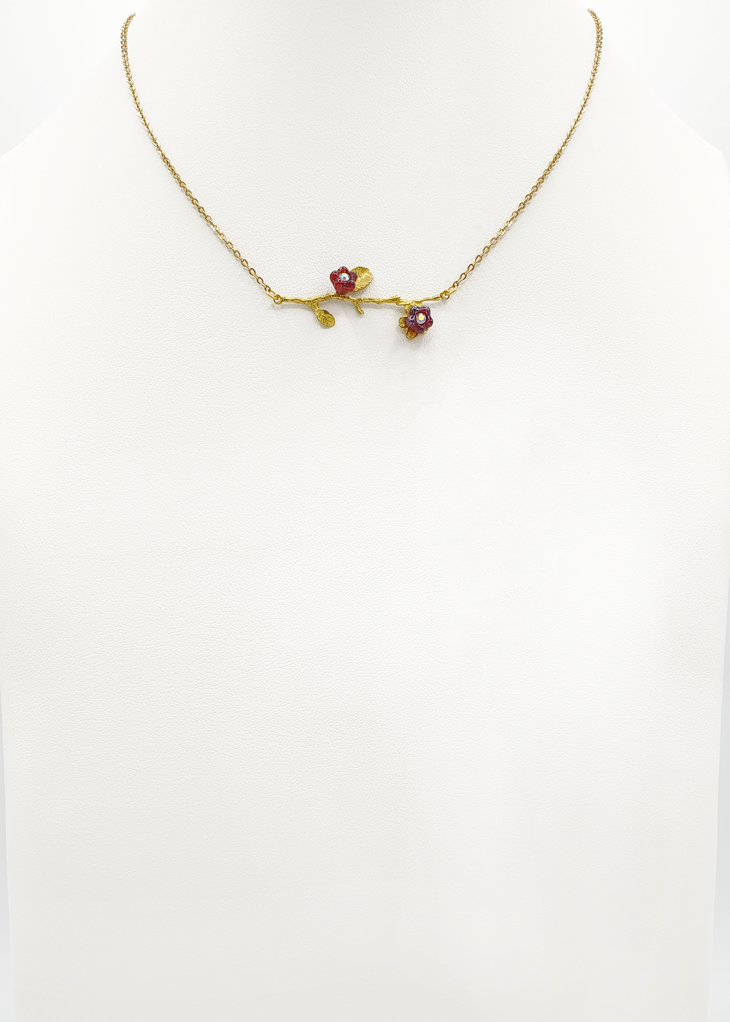 Branch and Red Flower Pendant Necklace