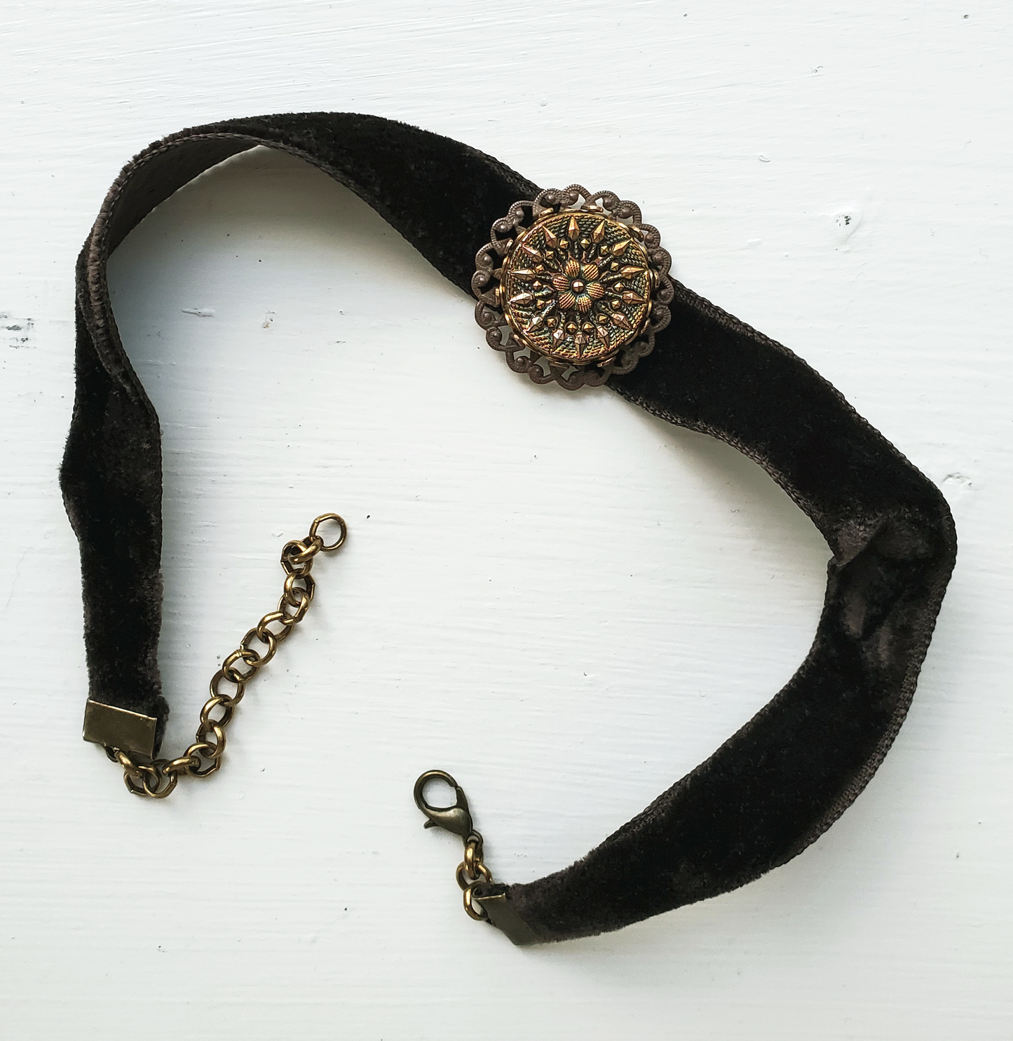 Bronze Gold Velvet Choker