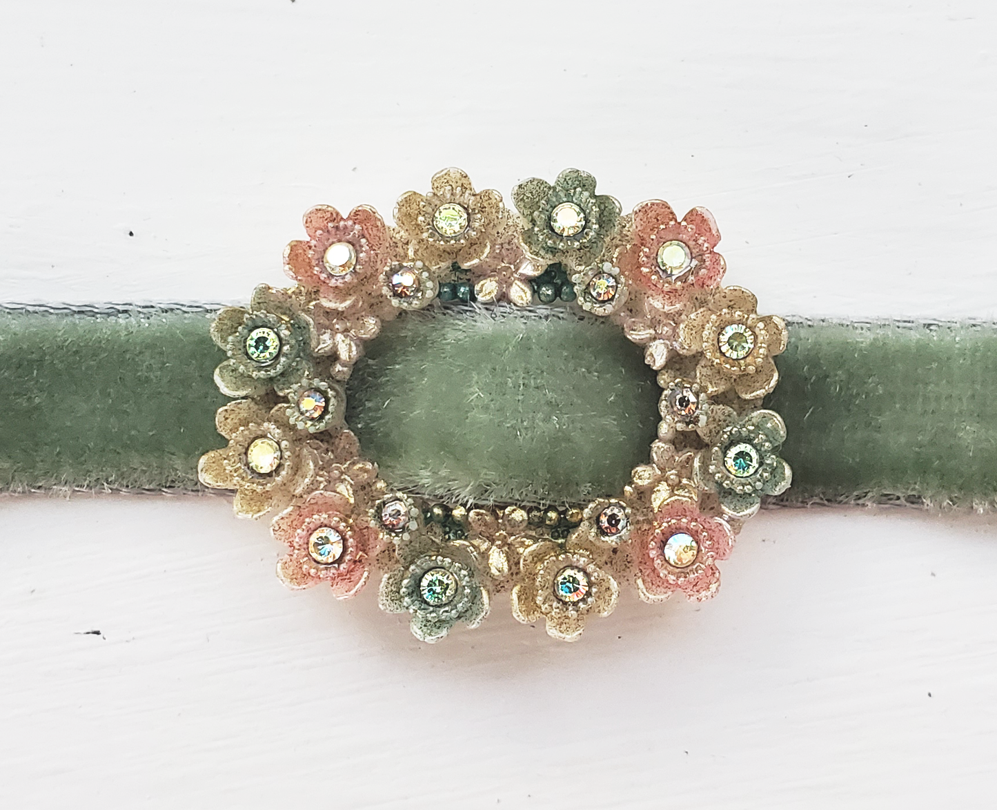 Celluloid, Crystal and Green Velvet Choker