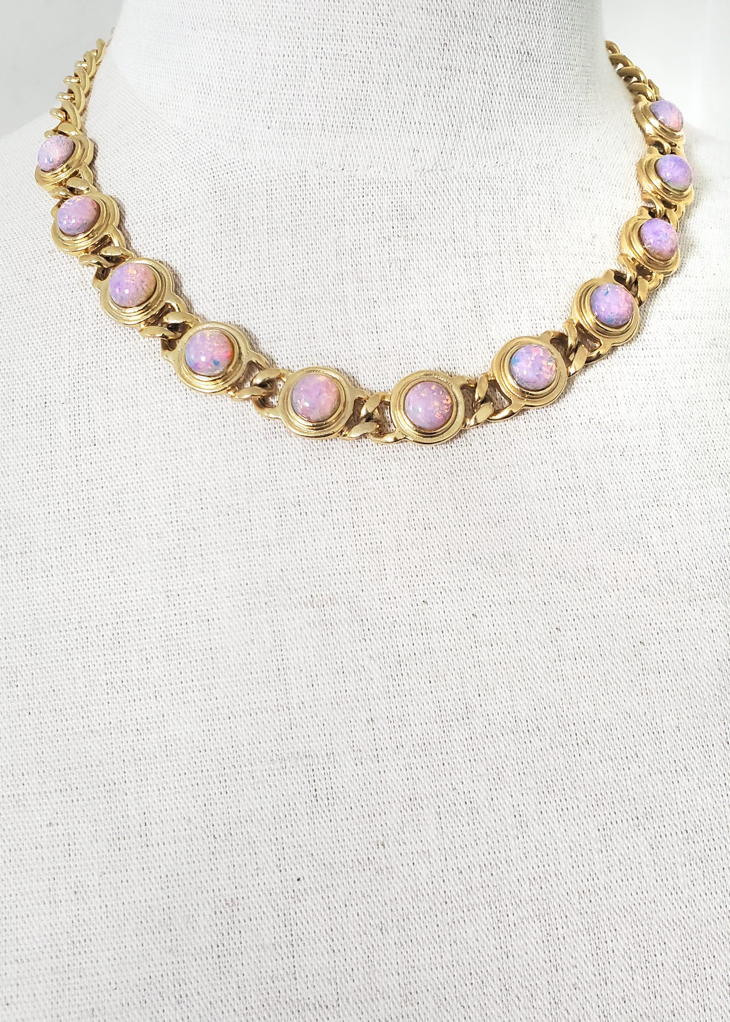 Gold Chunky Harlequin Opal Necklace