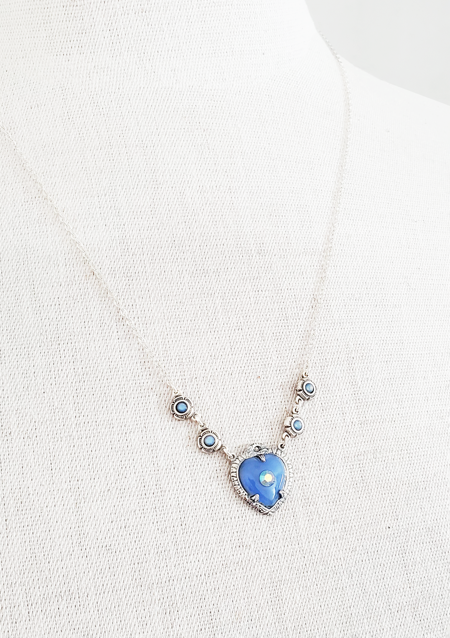 Cornflower Blue Heart Necklace