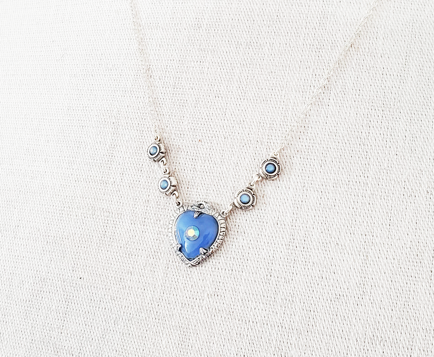 Cornflower Blue Heart Necklace
