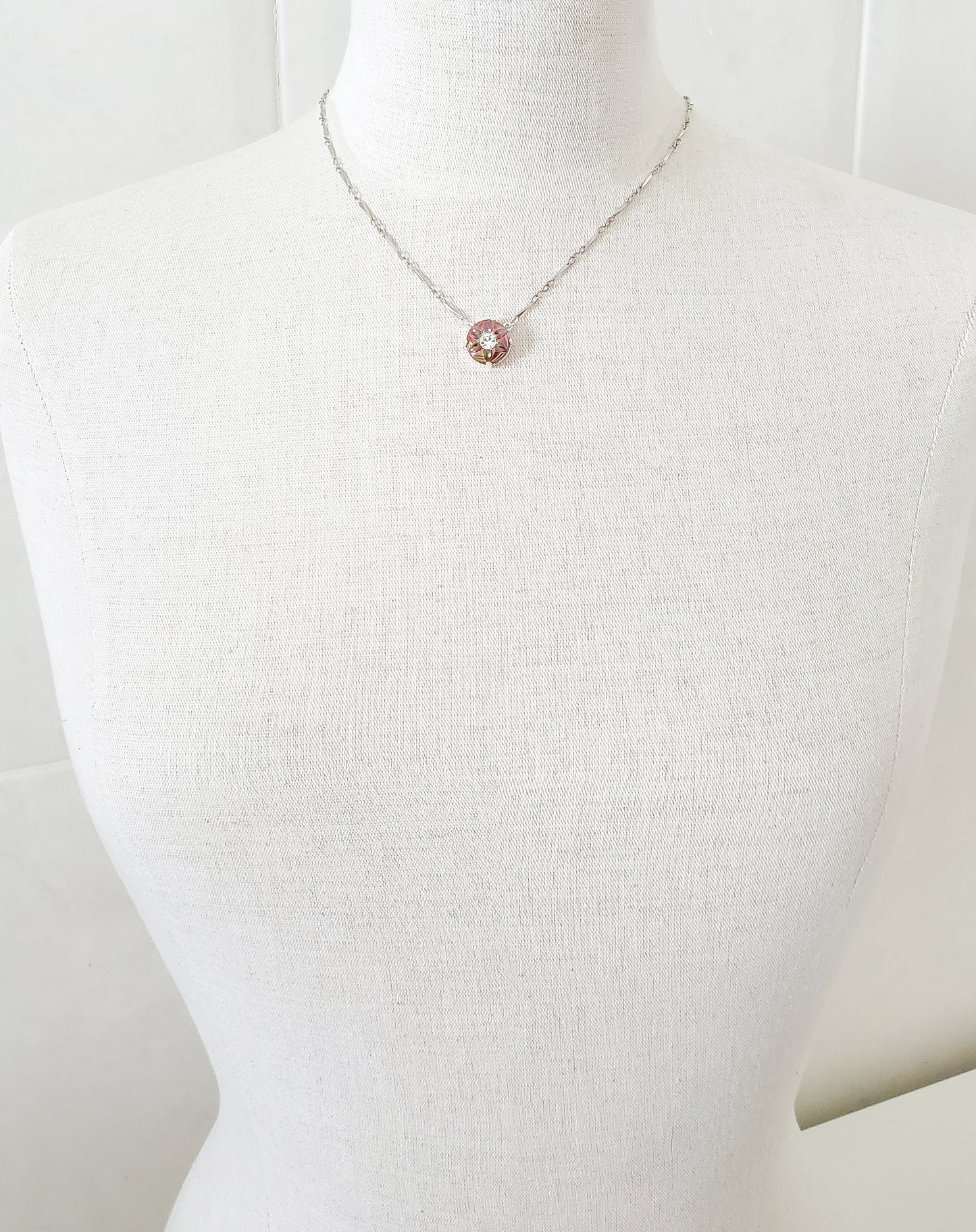 Star Flower Charm Necklace - Bar Chain