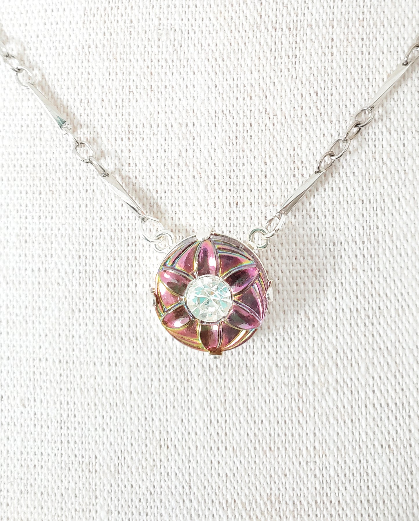 Star Flower Charm Necklace - Bar Chain