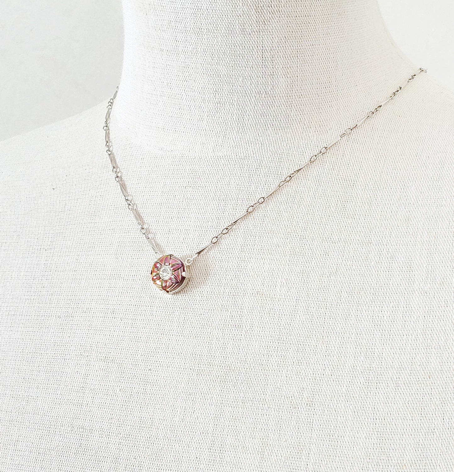 Star Flower Charm Necklace - Bar Chain