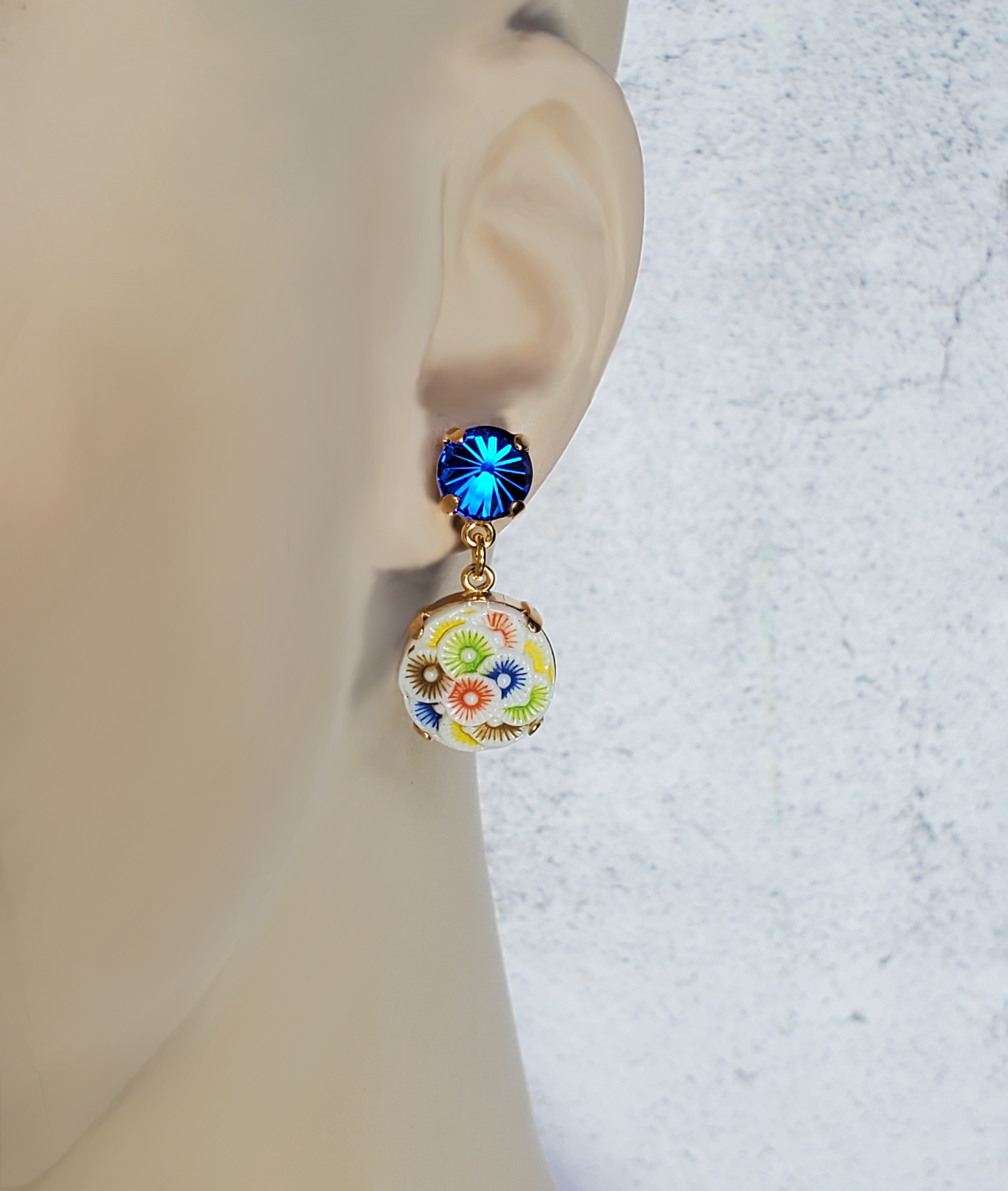 Flower Burst Earrings - Helio Blue Roulette