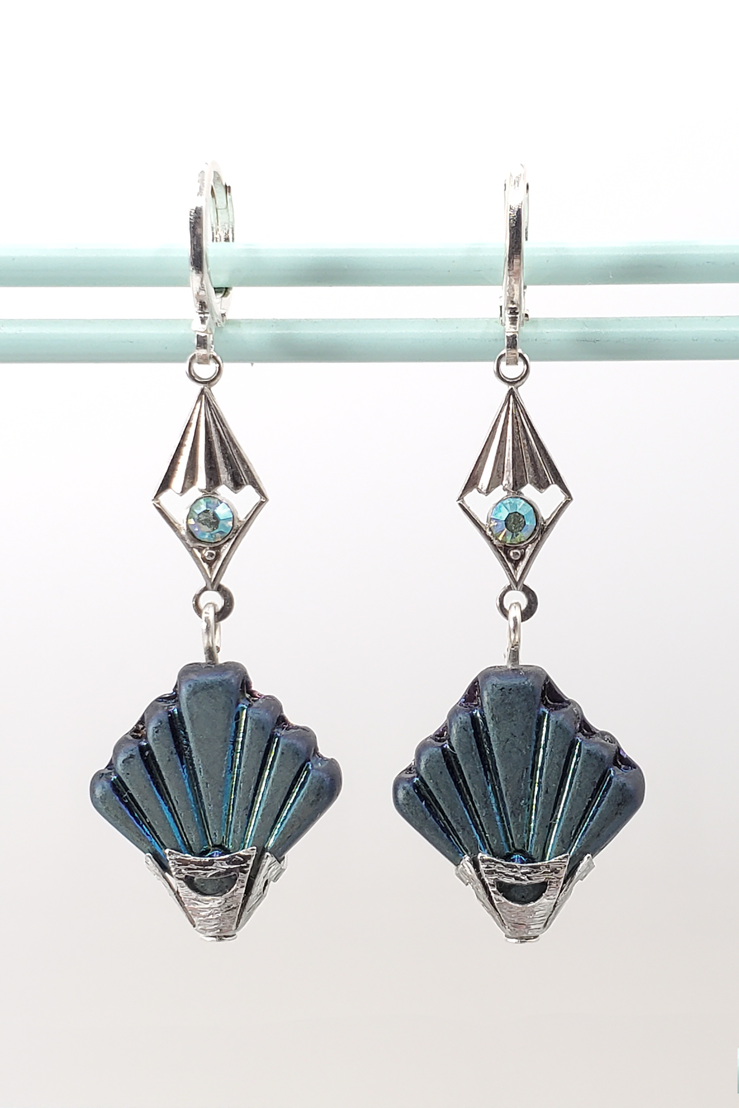 Deco Green Iris Earrings