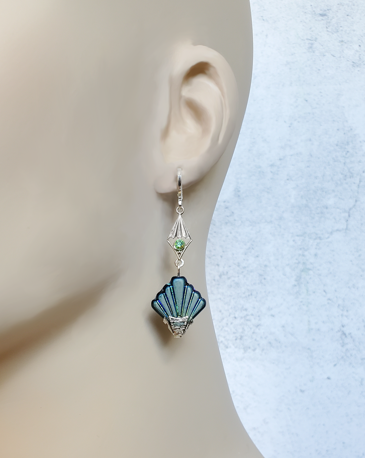 Deco Green Iris Earrings
