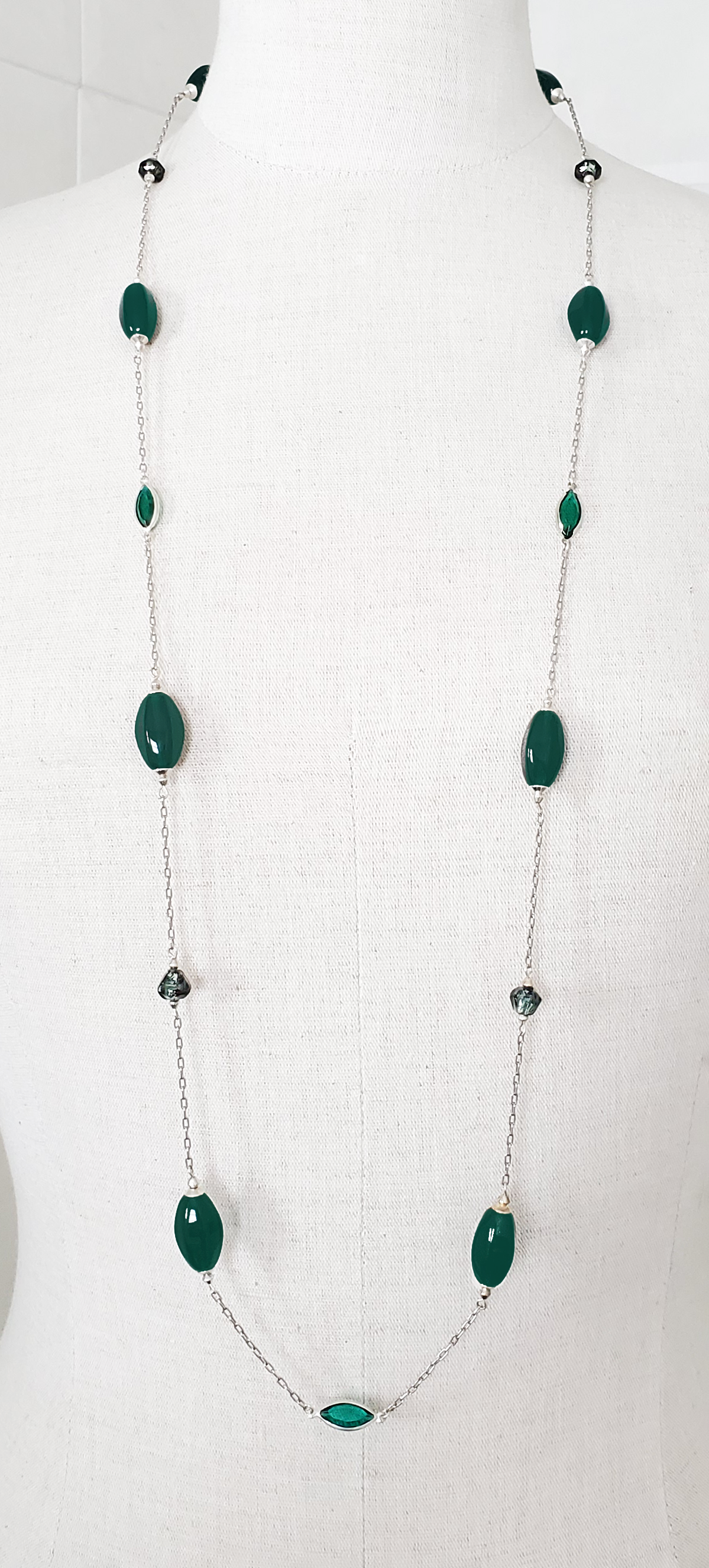 Dark Emerald Station Necklace